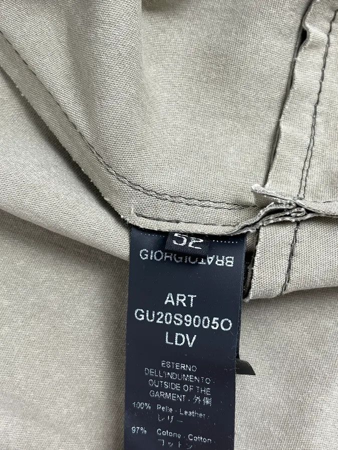 Giorgio Brato Giorgio Brato Olive Avant-Garde Leather Zip Hooded Jacket Size US M / EU 48-50 / 2 - 8 Thumbnail