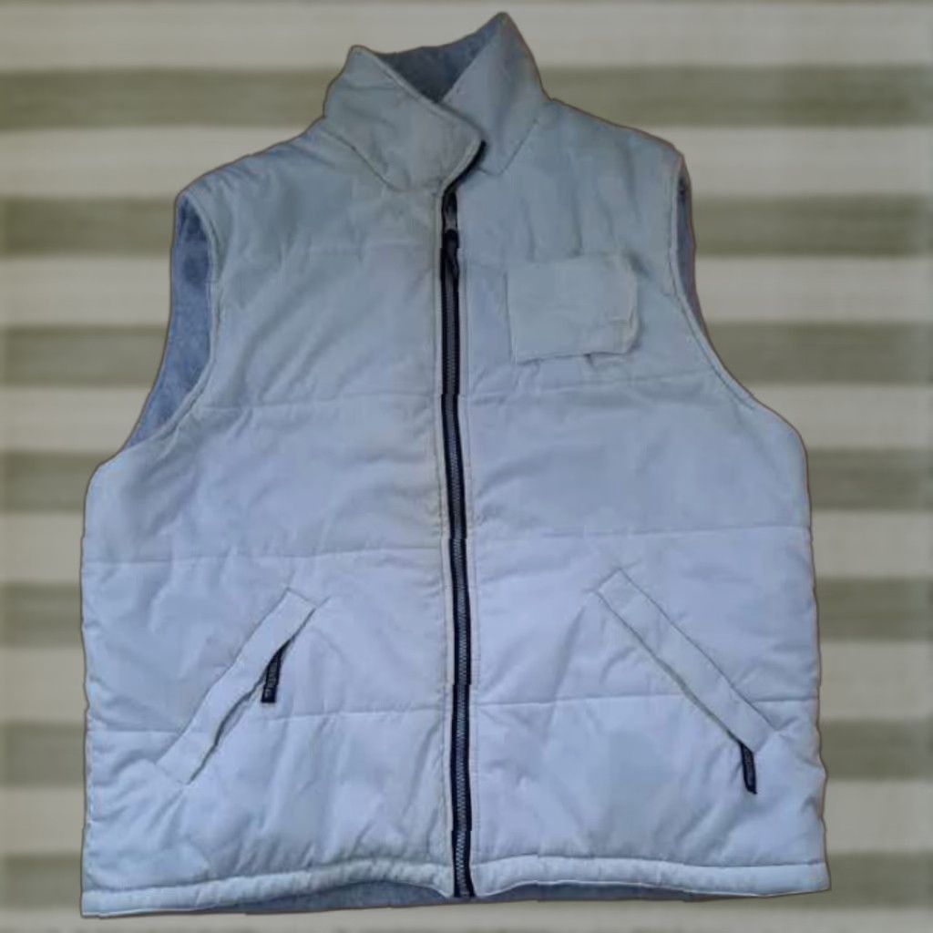 Quiksilver VINTAGE Quiksilver Vest Outer Shell Polyester Insulated Reversible White&Grey Large L Men Pattern Outdoor Size US L / EU 52-54 / 3 - 1 Thumbnail