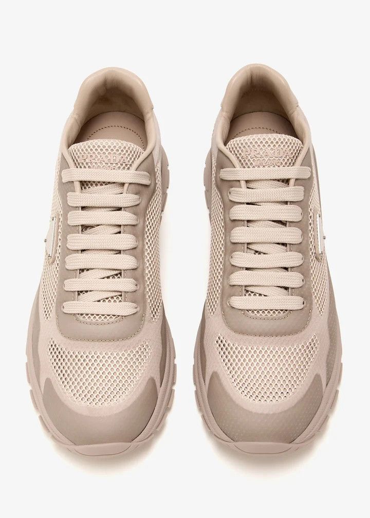Prada o1B3y1r0526 Prax 2.0 Fabric and Mesh Sneakers in Beige Size US 7 / IT 37 - 4 Thumbnail