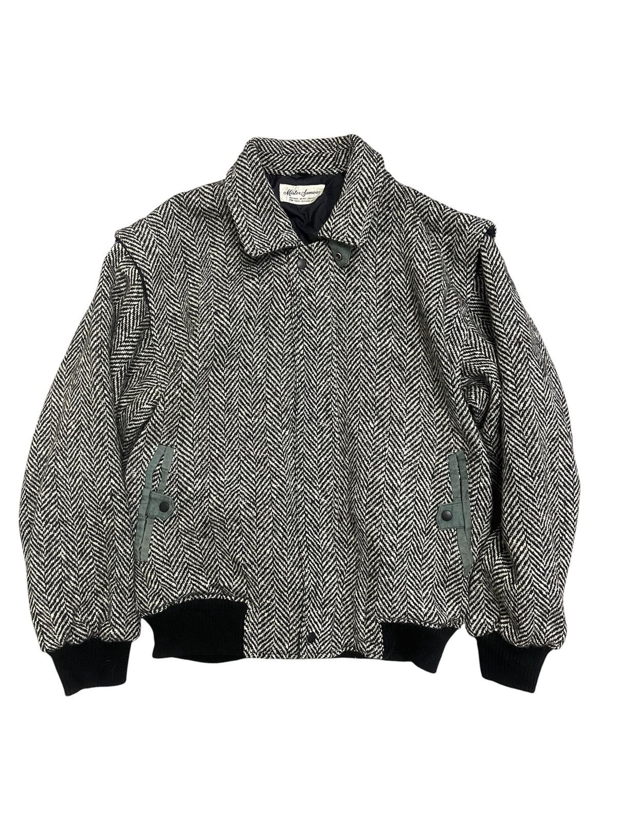 Japanese Brand Vintage Mister Sanwa Herringbone wool dannie bomber jacket Size US M / EU 48-50 / 2 - 1 Thumbnail