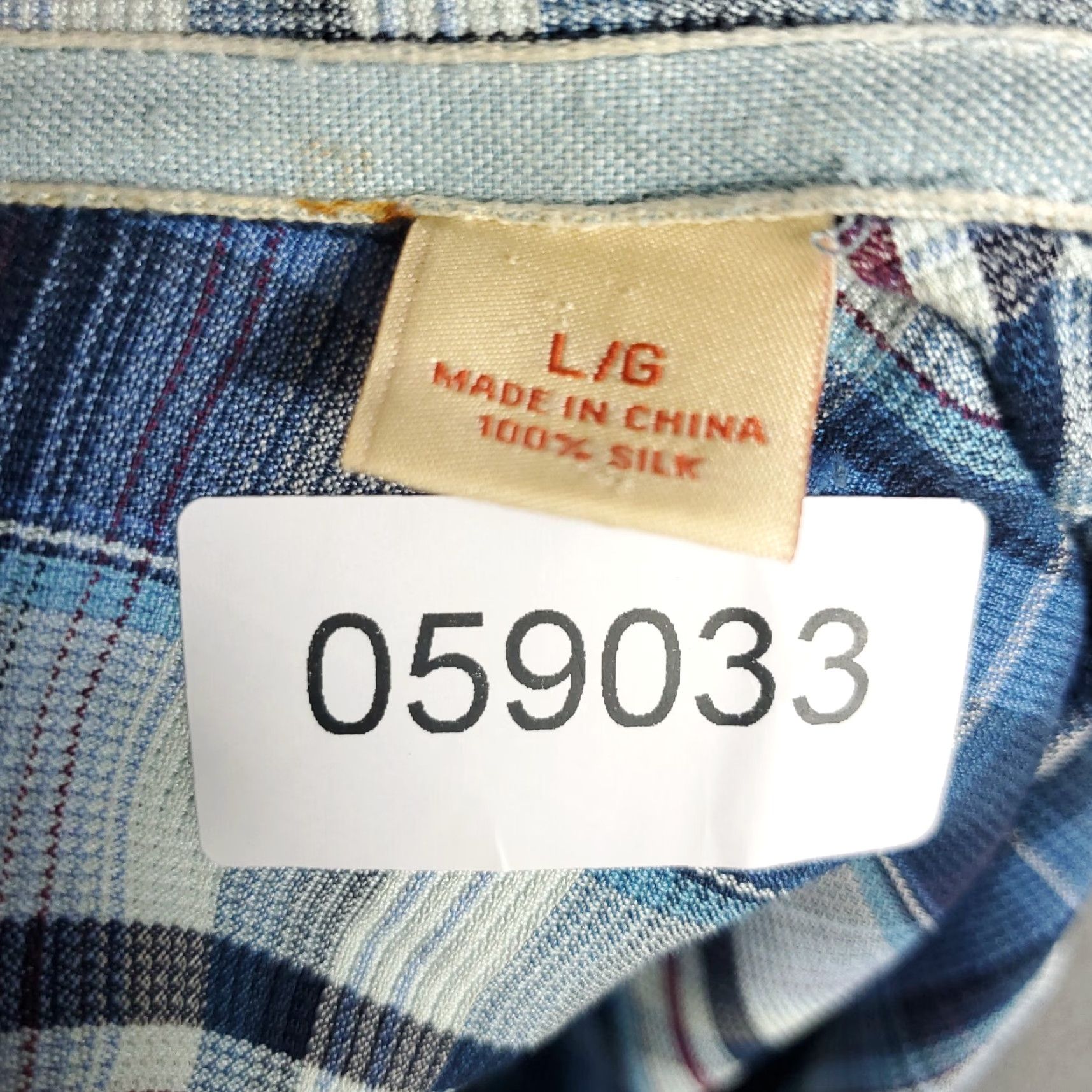 Tommy Bahama Tommy Bahama Hawaiian Shirt Mens Large Blue Plaid Silk Button Up Short Sleeve Size US L / EU 52-54 / 3 - 8 Thumbnail