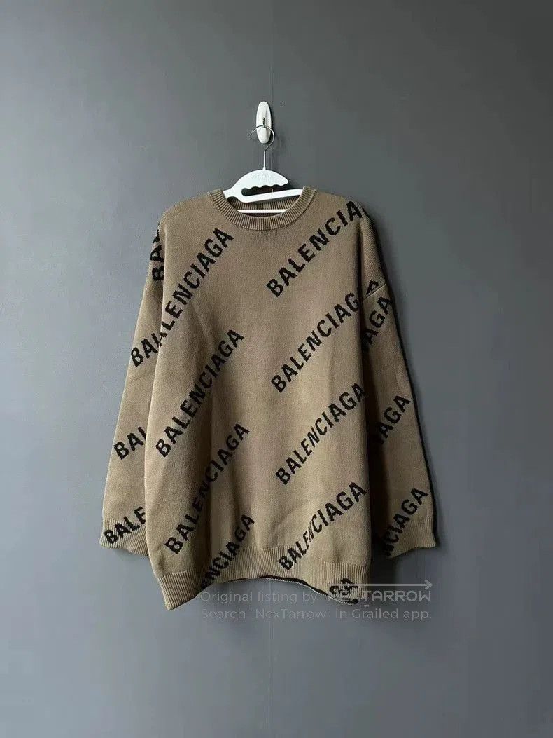 Balenciaga Balenciaga Beige Logo Barrage Sweater. Size US XS / EU 42 / 0 - 1 Thumbnail