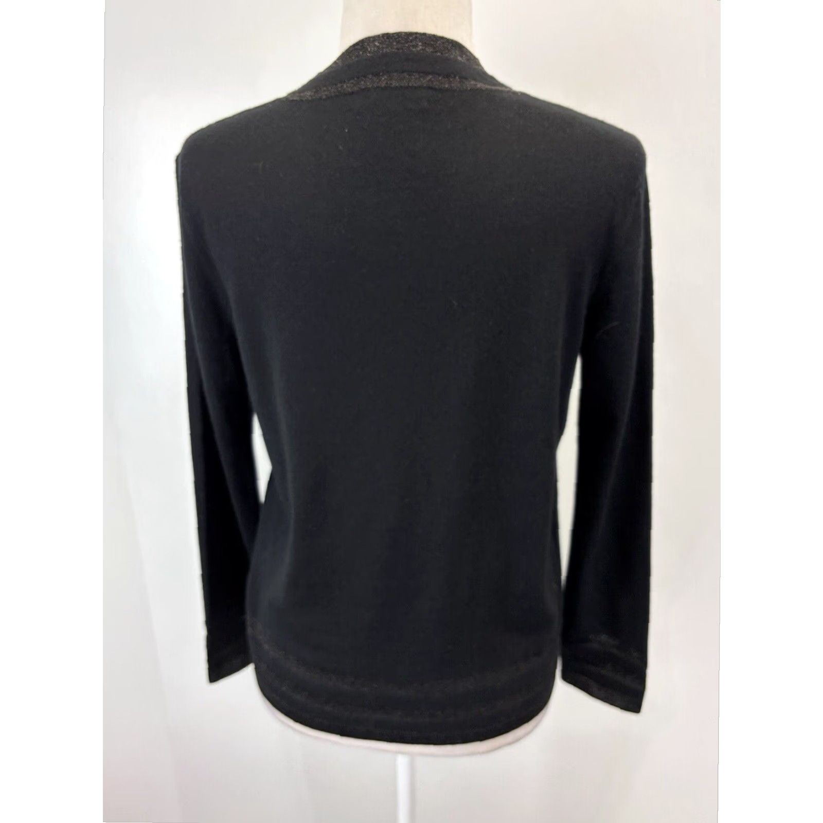 Vintage Bernard Zins Women's Cashmere Cardigan Sweater Twin Set Black Medium Classic Size M / US 6-8 / IT 42-44 - 7 Thumbnail