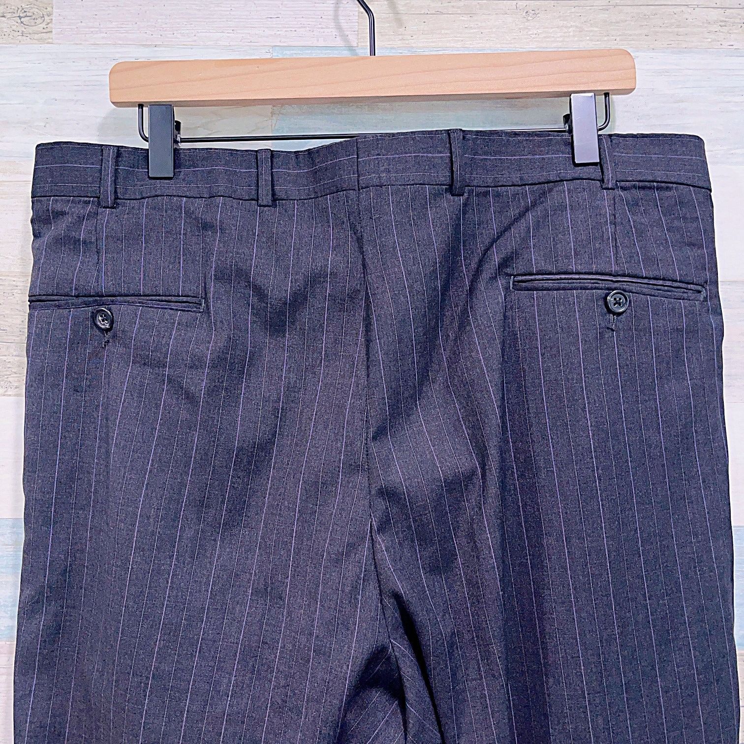 Southwick Southwick Bespoke Striped 3 Button Suit Gray Wool 44R 36x31 Size 44R - 13 Thumbnail