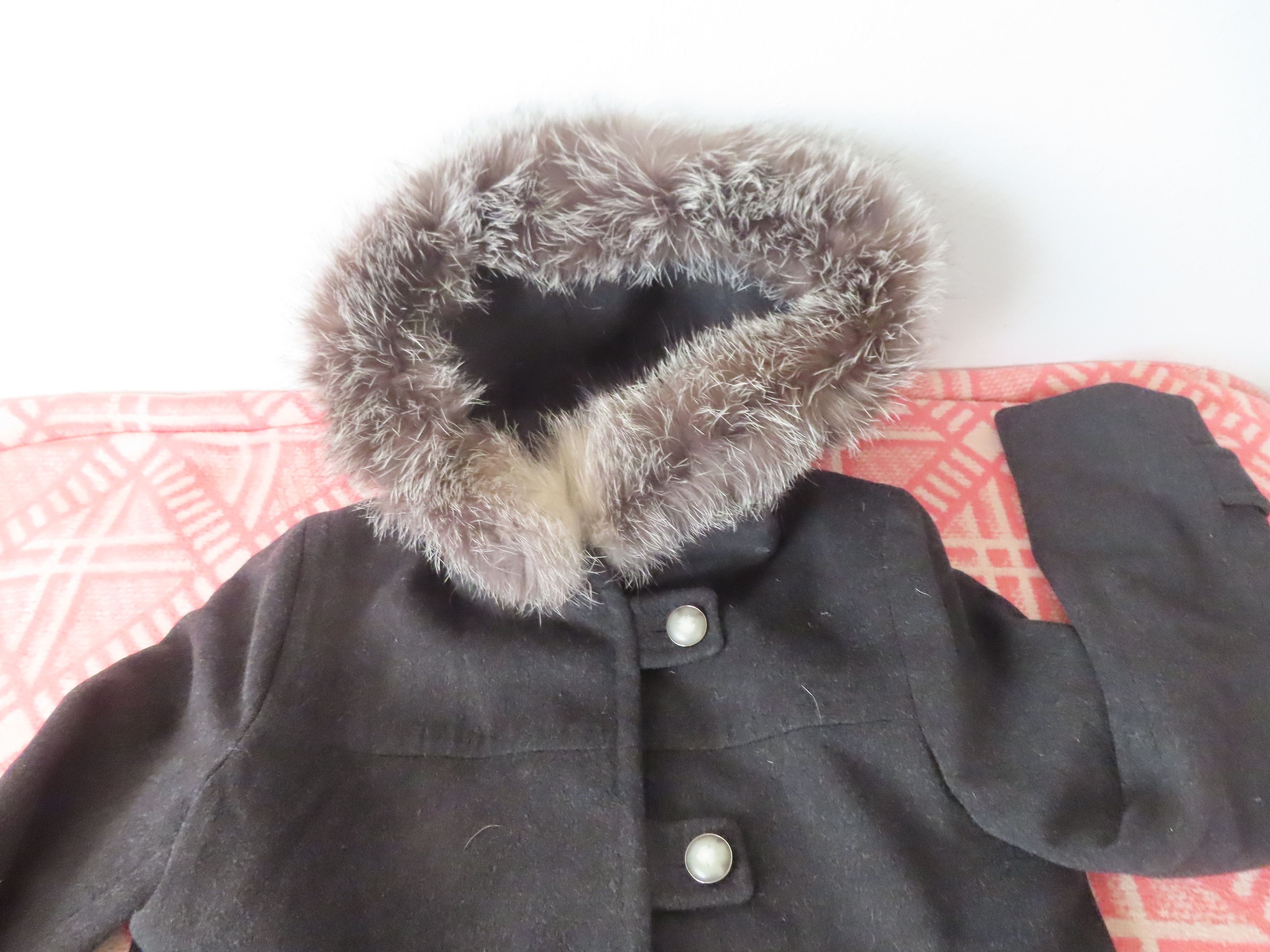 Designer × Loro Piana × Vintage FLEURETTE Loro Piana ITALY Wool Coat FOX FUR Hood Size M / US 6-8 / IT 42-44 - 3 Thumbnail