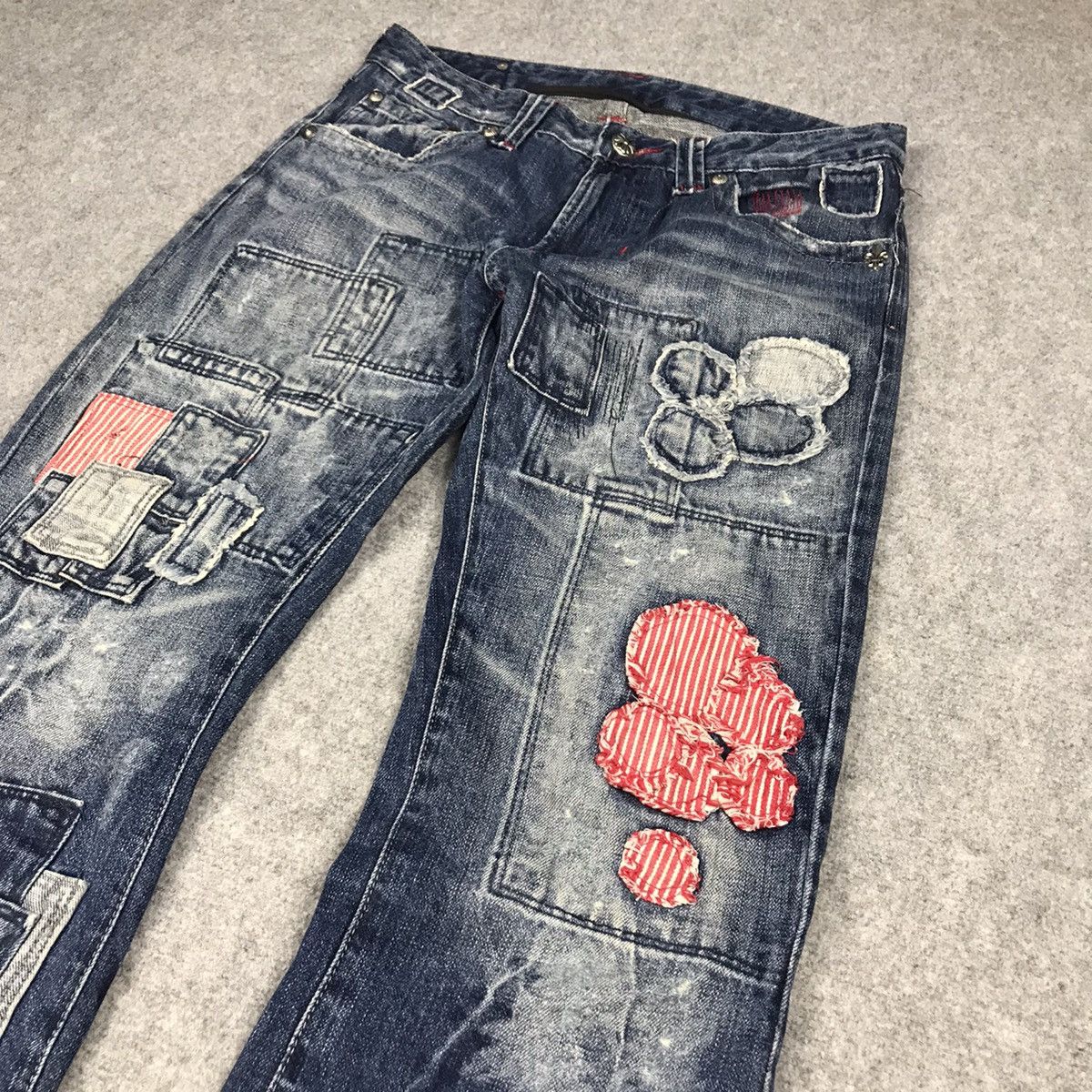 Japanese Brand × Le Grande Bleu (L.G.B.) FLARE PATCHWORK TRIM JAPAN BRAND BOOT CUT DENIM PANTS 141 Size US 30 / EU 46 - 3 Thumbnail