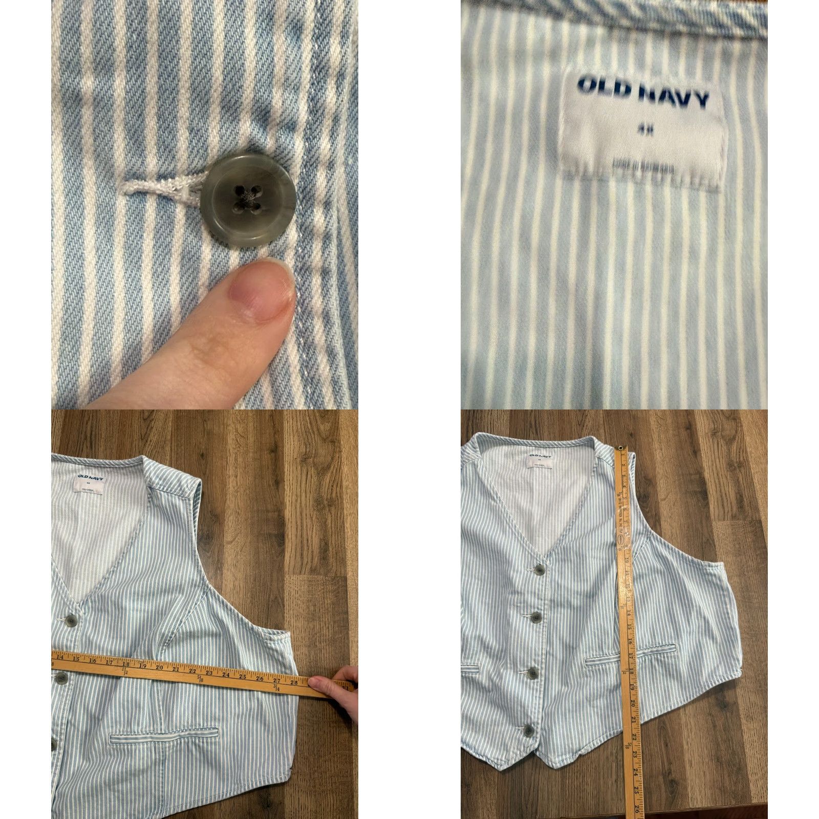 Old Navy VINTAGE Old Navy Outfit Womens 4X Blue White Striped Baggy Wide Leg Button Up Vest NWT Size XXL / US 16-18 / IT 52-54 - 10 Thumbnail