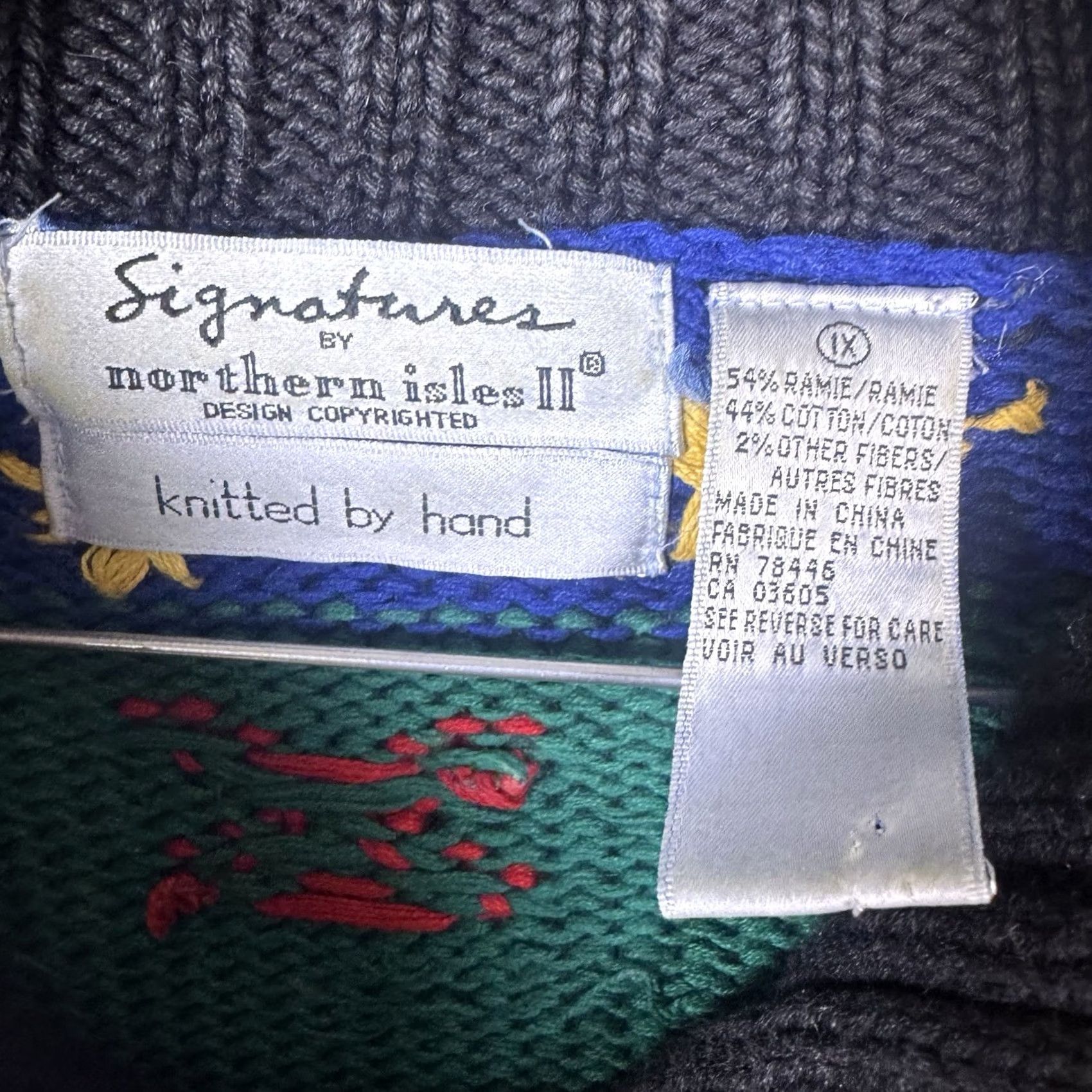 Vintage Signatures Northern Isles Women Cardigan - Geometric Knit Sweater - 1X Size XL / US 12-14 / IT 48-50 - 6 Thumbnail