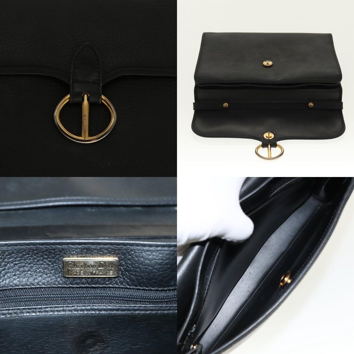 Dior DIOR Hand Bag Leather Black Gold Size ONE SIZE - 11 Thumbnail