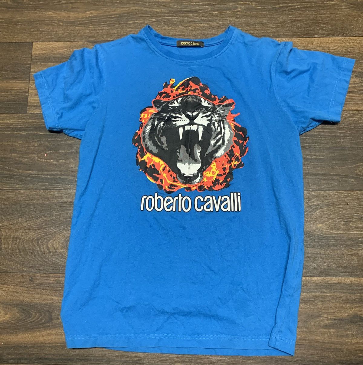 Roberto Cavalli Roberto Cavalli T Shirt Mens Blue Tiger TShirt Size US M / EU 48-50 / 2 - 1 Thumbnail