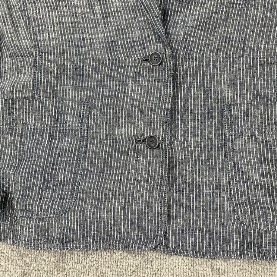 Eileen Fisher Eileen Fisher Button-Up Blazer Shirt Womens XL Blue Striped Linen 2-Button Casual Top Size XL / US 12-14 / IT 48-50 - 7 Thumbnail