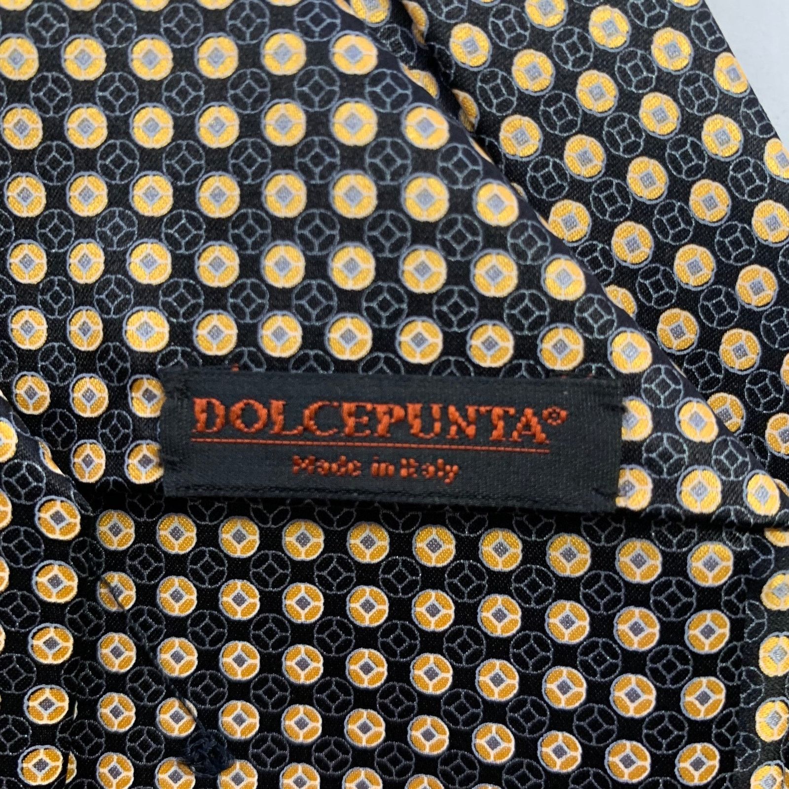 Dolcepunta DOLCEPUNTA Black Gold Foulard Dot Silk Tie Size ONE SIZE - 3 Thumbnail