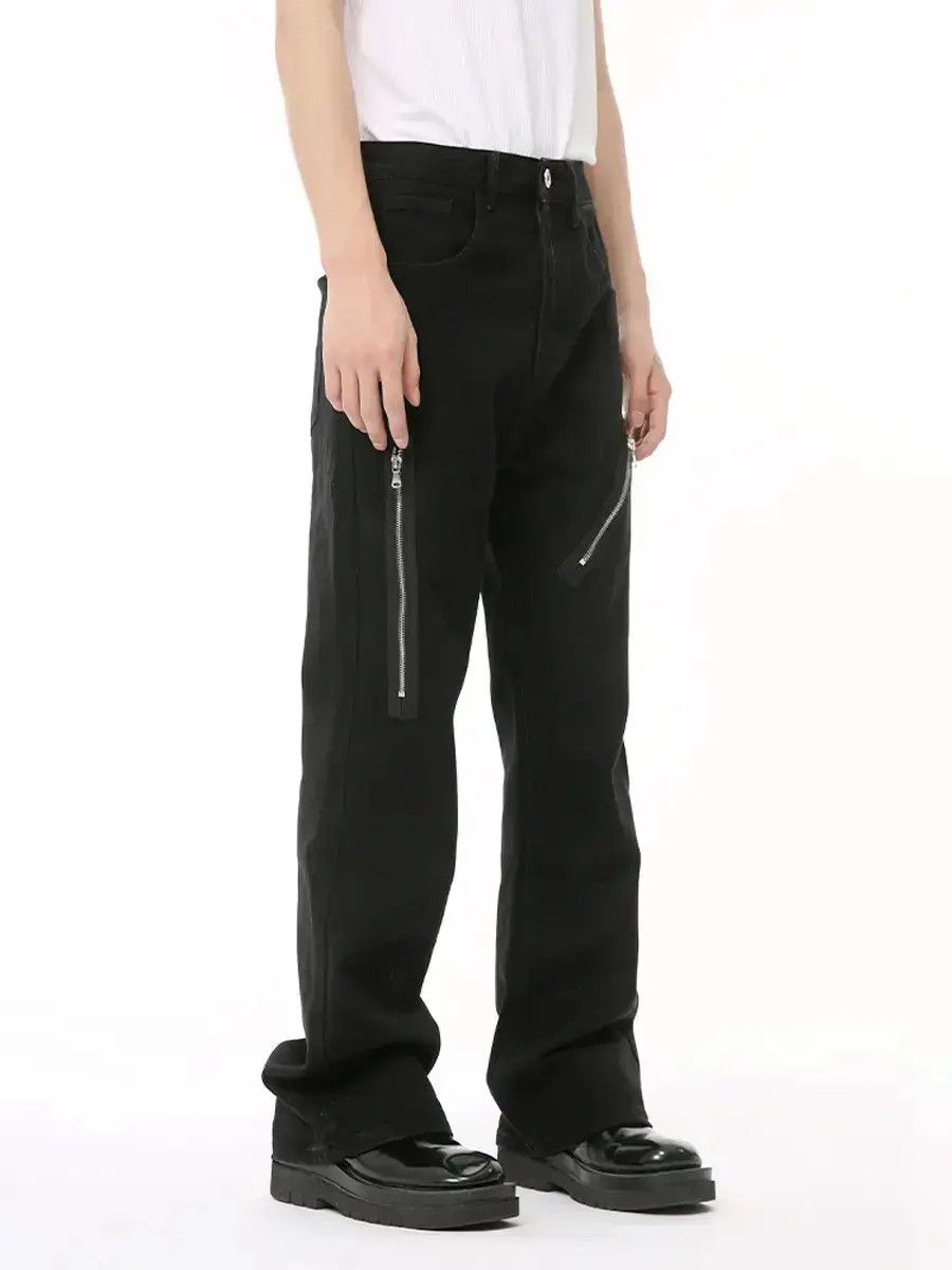 Japanese Brand Retro loose zipper patchwork micro flared jeans Size US 32 / EU 48 - 1 Thumbnail