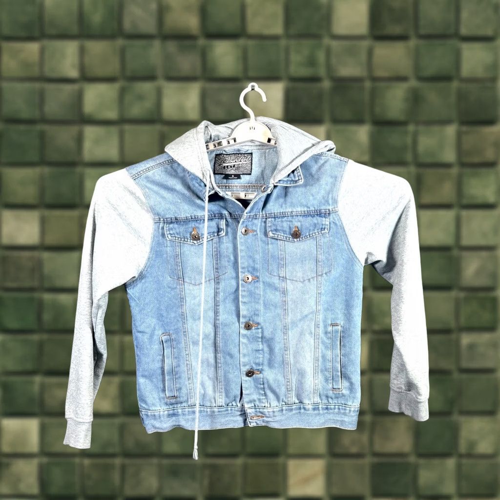 Vintage Brooklyn Cloth Trucker Jacket Men's S Blue Cotton Denim Hooded Biker Moto Travel Size US S / EU 44-46 / 1 - 1 Thumbnail