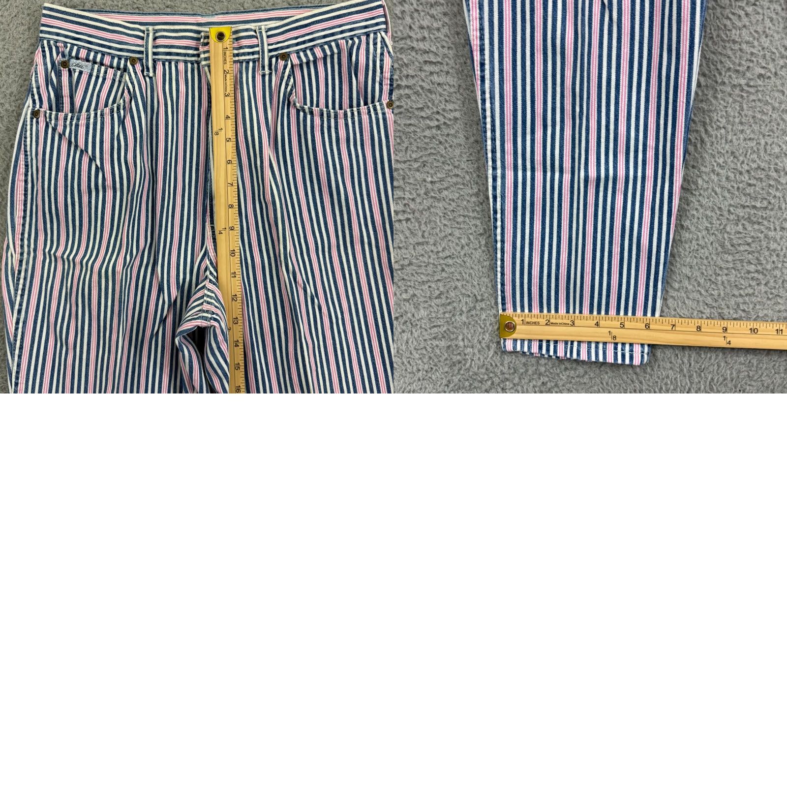 Vintage Vintage CHIC Denim Jeans Womens 16 High Rise Mom 80s Retro Striped Blue White Pink USA Jeans Size 38" / US 16 / IT 52 - 9 Thumbnail