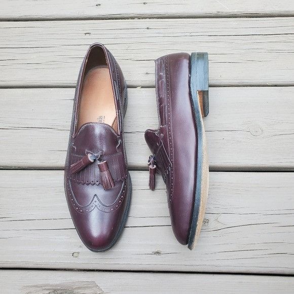 Allen Edmonds × Vintage Vintage 80s Allen Edmonds Mansfield Oxblood Leather Brogue Size US 8.5 / EU 41-42 - 1 Thumbnail