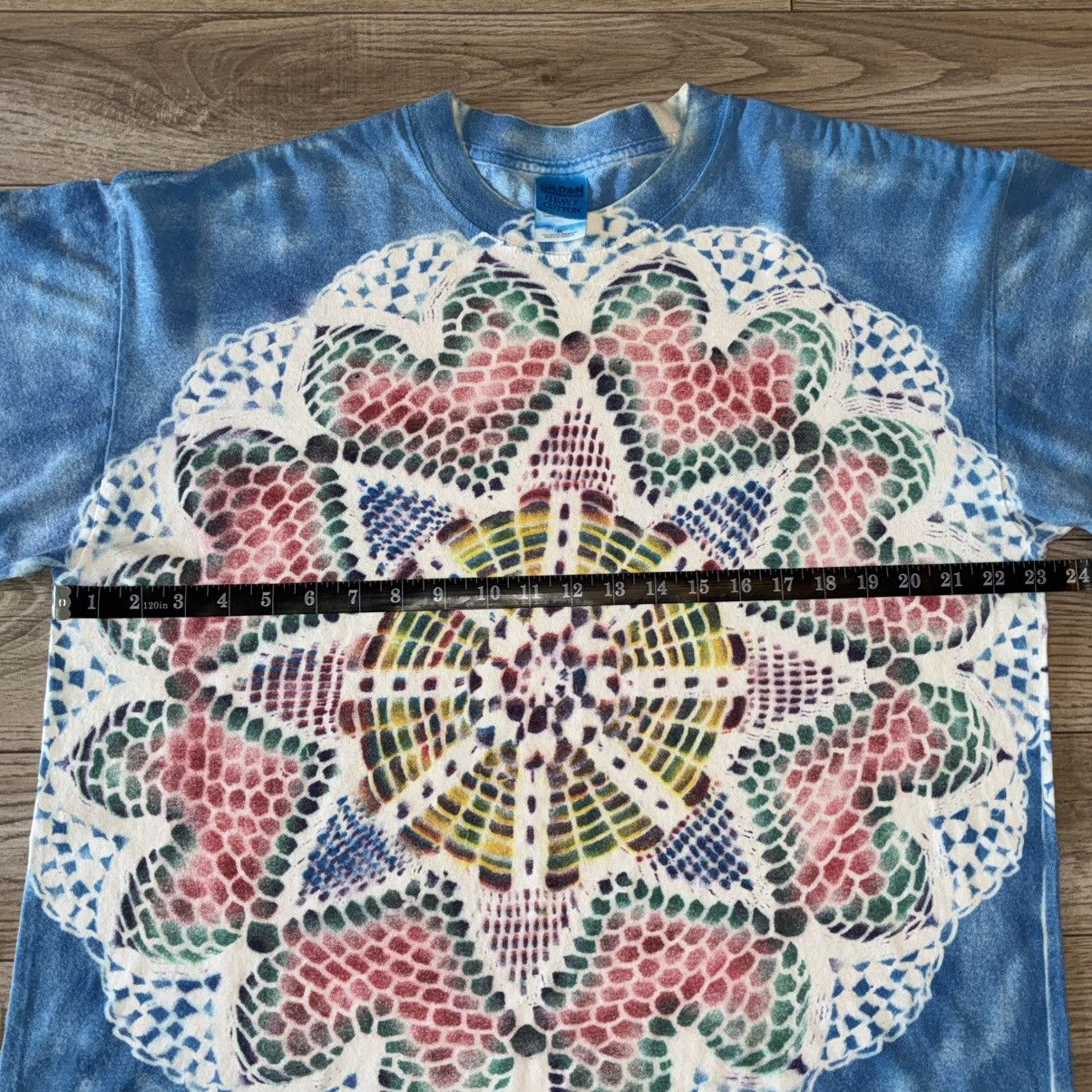 Gildan vintage tie dye Buddha fractal aop tee shirt Size US XL / EU 56 / 4 - 5 Thumbnail