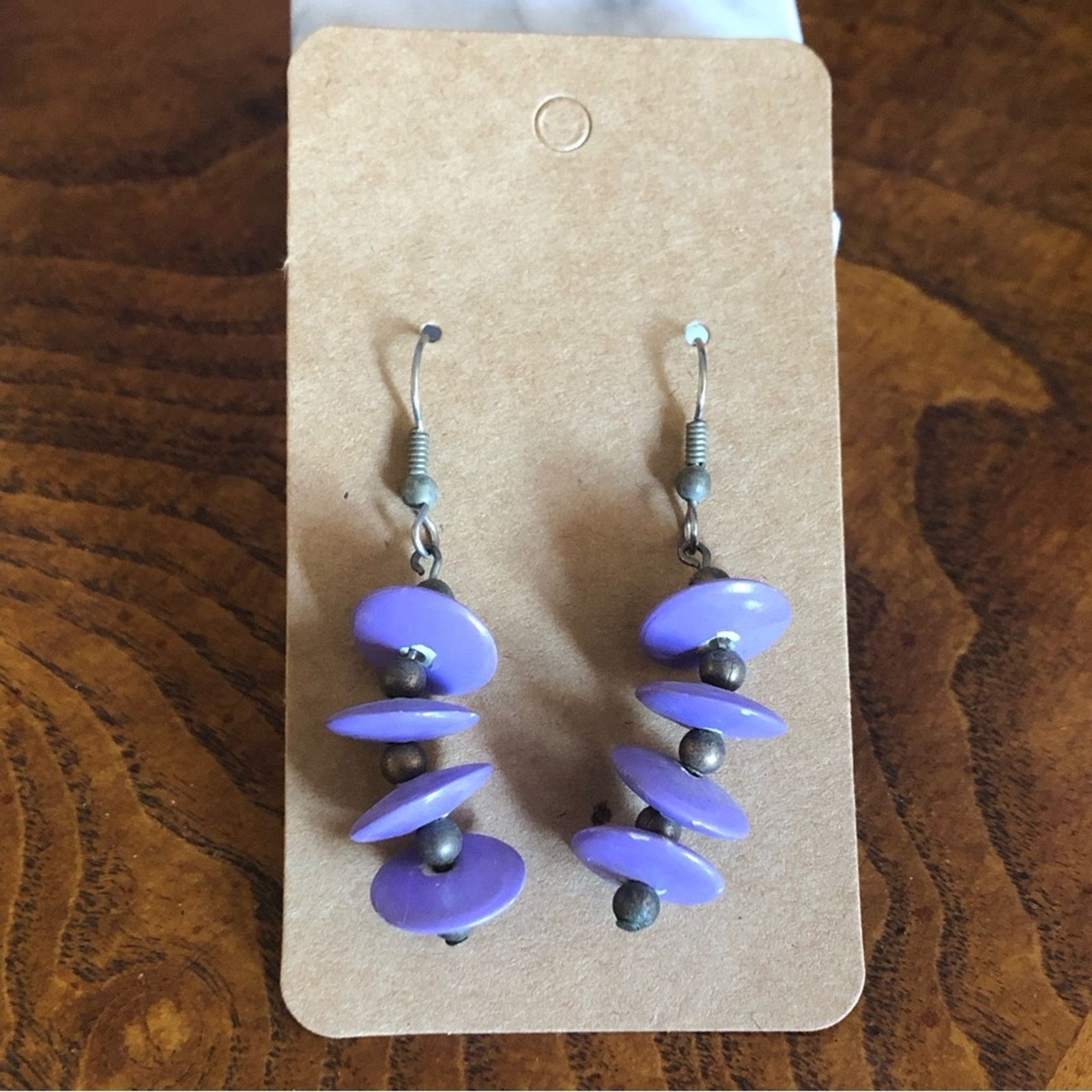 Jewelry Purple beaded disc dangle earrings Size ONE SIZE - 1 Thumbnail