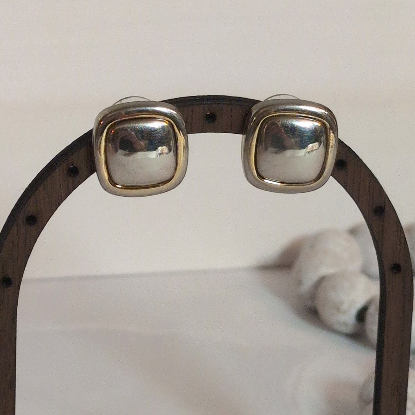 Other Dainty 1980s Two-Tone Gold & Silver Square Pierced Earrings Size ONE SIZE - 3 Thumbnail