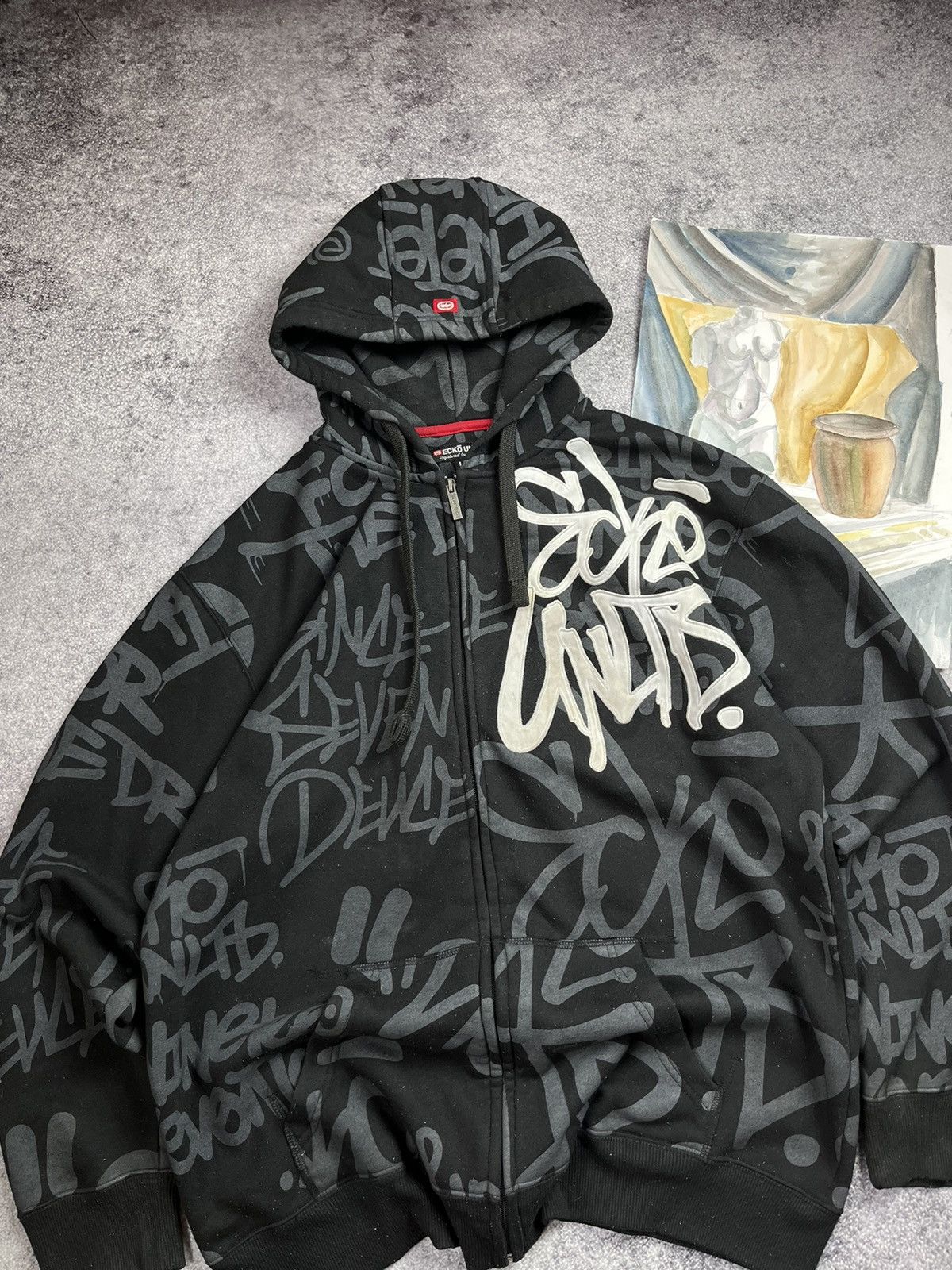 Ecko Unltd. 🔥CRAZY ECKO UNLTD FULL PRINTED VINTAGE ZIP UP BOXY HOODIE Size US L / EU 52-54 / 3 - 5 Thumbnail