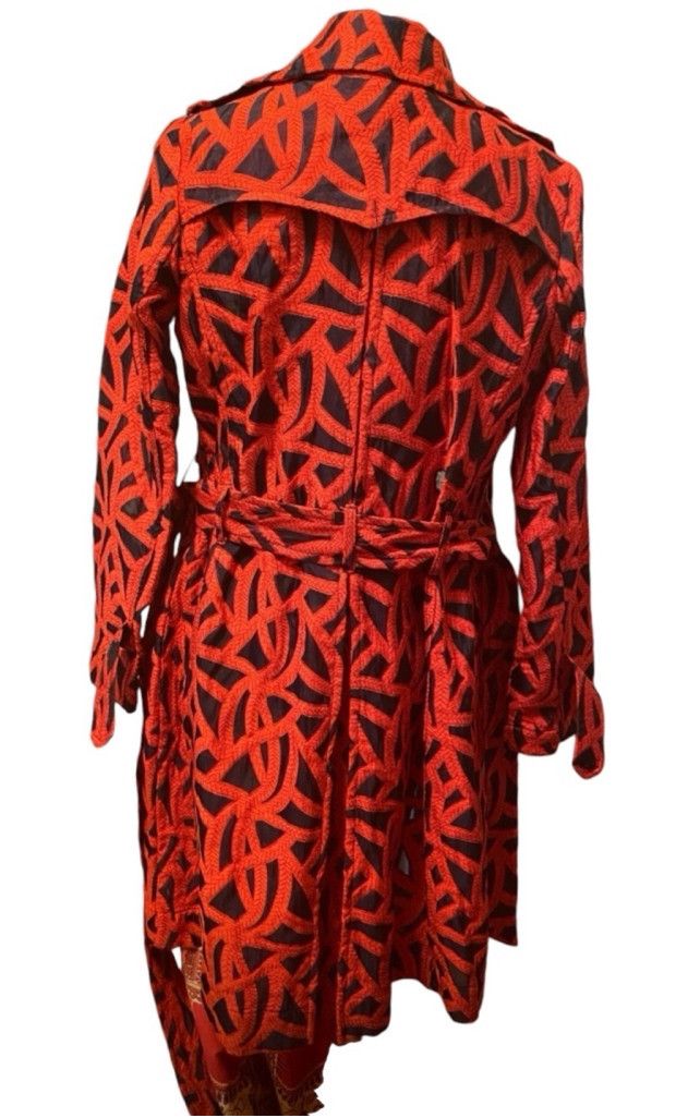 Eva Franco Women's Eva Franco Red & Blue Trench Coat Size 2 Size XS / US 0-2 / IT 36-38 - 2 Thumbnail
