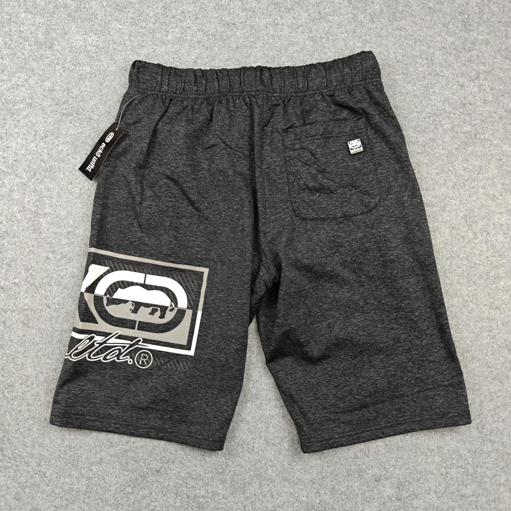 Ecko Unltd. Ecko Unltd Sweat Shorts Mens Medium Black Marled Knit Drawstring EO12N166T Size US 31 - 5 Thumbnail