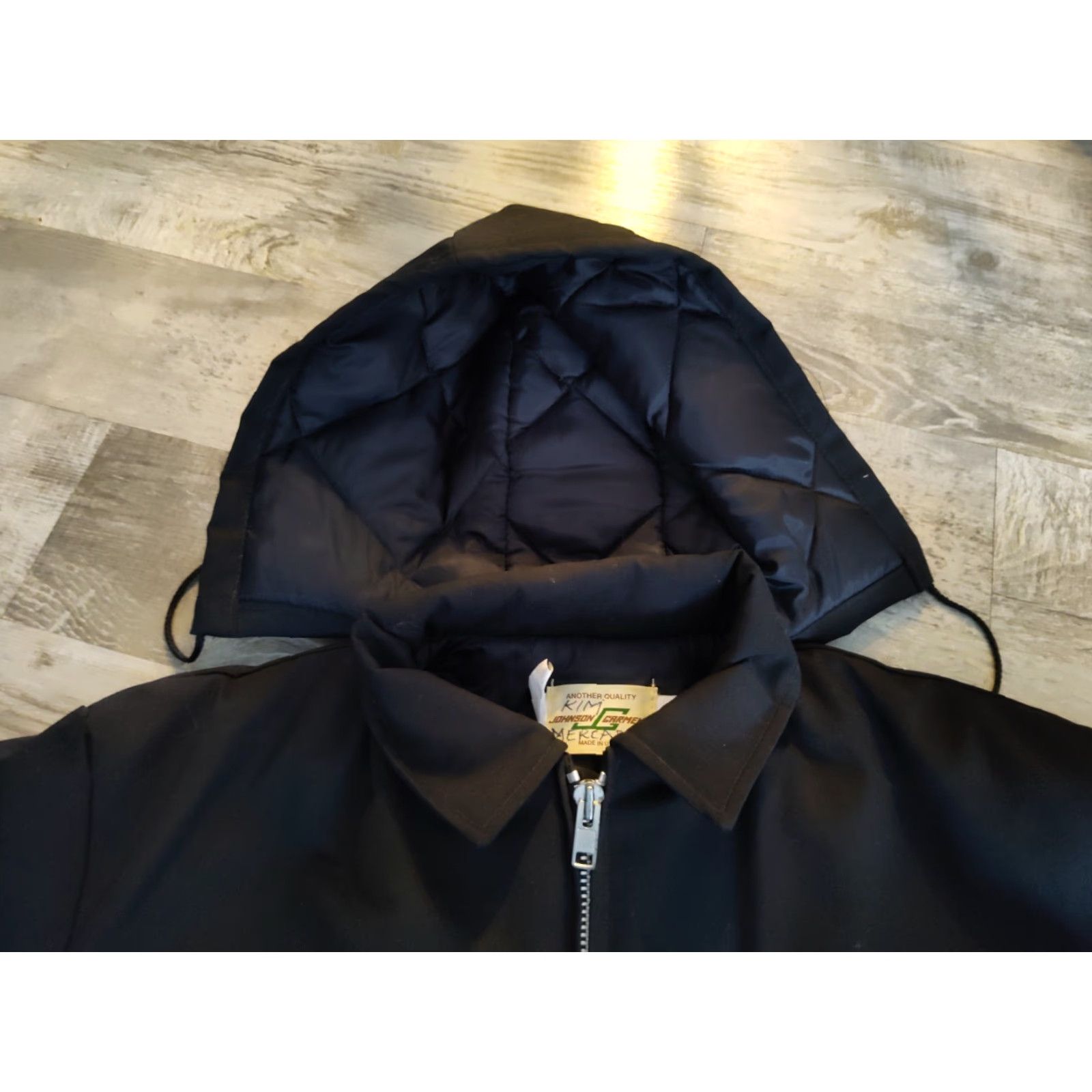 Vintage Johnson Garment Mens Canvas Full Zip Quilted Jacket Hooded Black USA Made 2XL Size US XXL / EU 58 / 5 - 5 Thumbnail