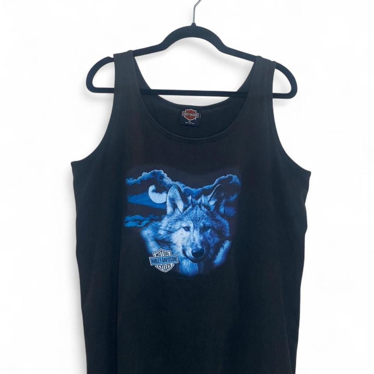 Harley Davidson 1993 Faded Harley Davidson Wolf Moon Graphic Shirt Tank Top Size US XL / EU 56 / 4 - 1 Thumbnail