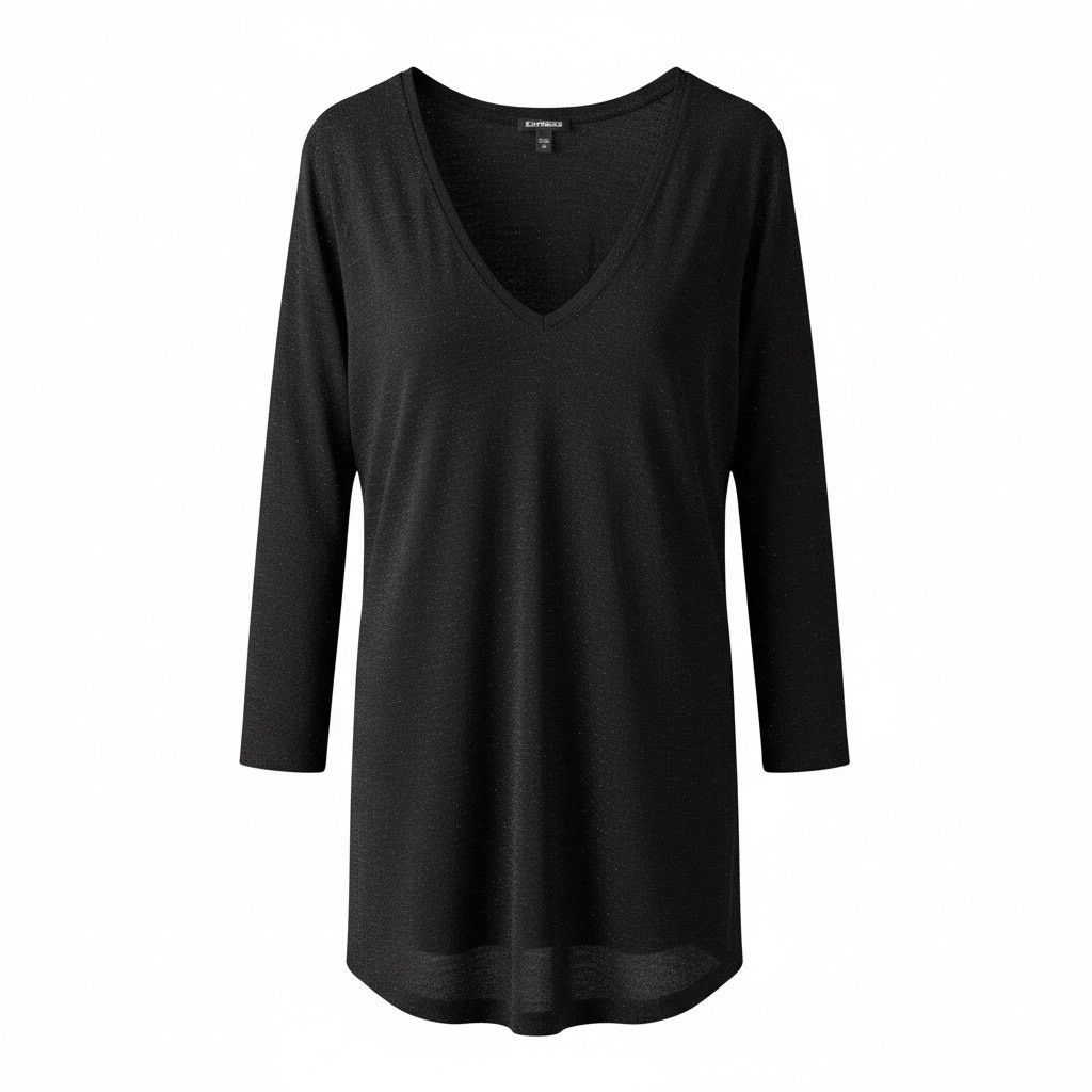 Express Express XS Black Speckled Deep V-Neck 3/4 Sleeve Sheer Size XS / US 0-2 / IT 36-38 - 1 Thumbnail