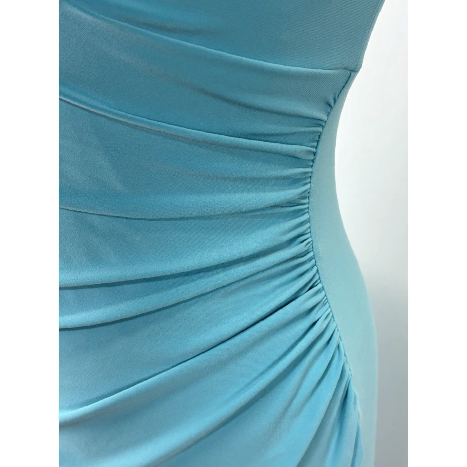 Ralph Lauren Lauren Ralph Lauren Dress Sz 6p Petite Aqua Blue Stretch Ruched Side Faux Wrap Size M / US 6-8 / IT 42-44 - 6 Thumbnail