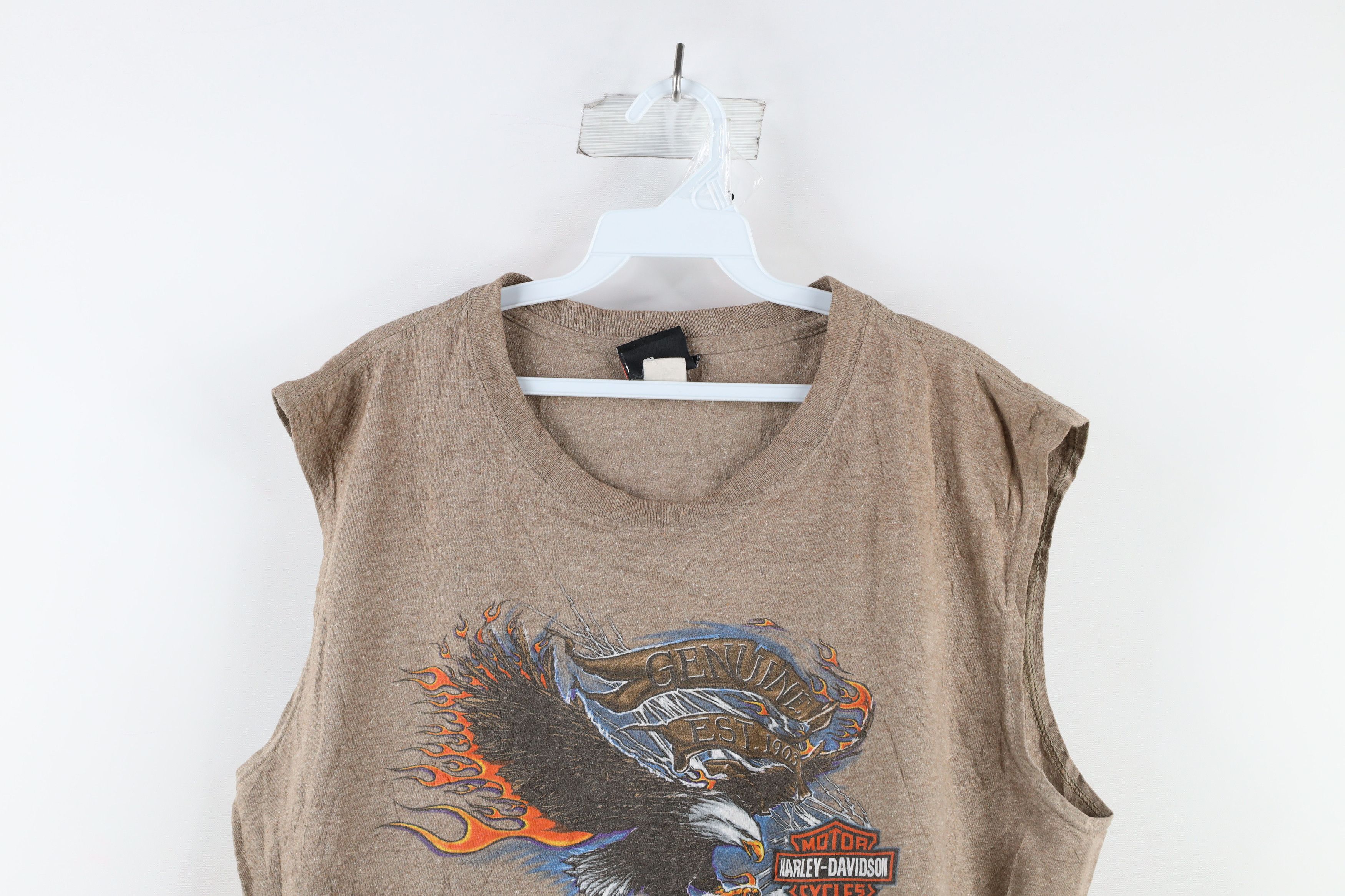 Harley Davidson × Vintage Vintage Y2K Harley Davidson Flames Sleeveless T-Shirt USA Size US L / EU 52-54 / 3 - 2 Thumbnail