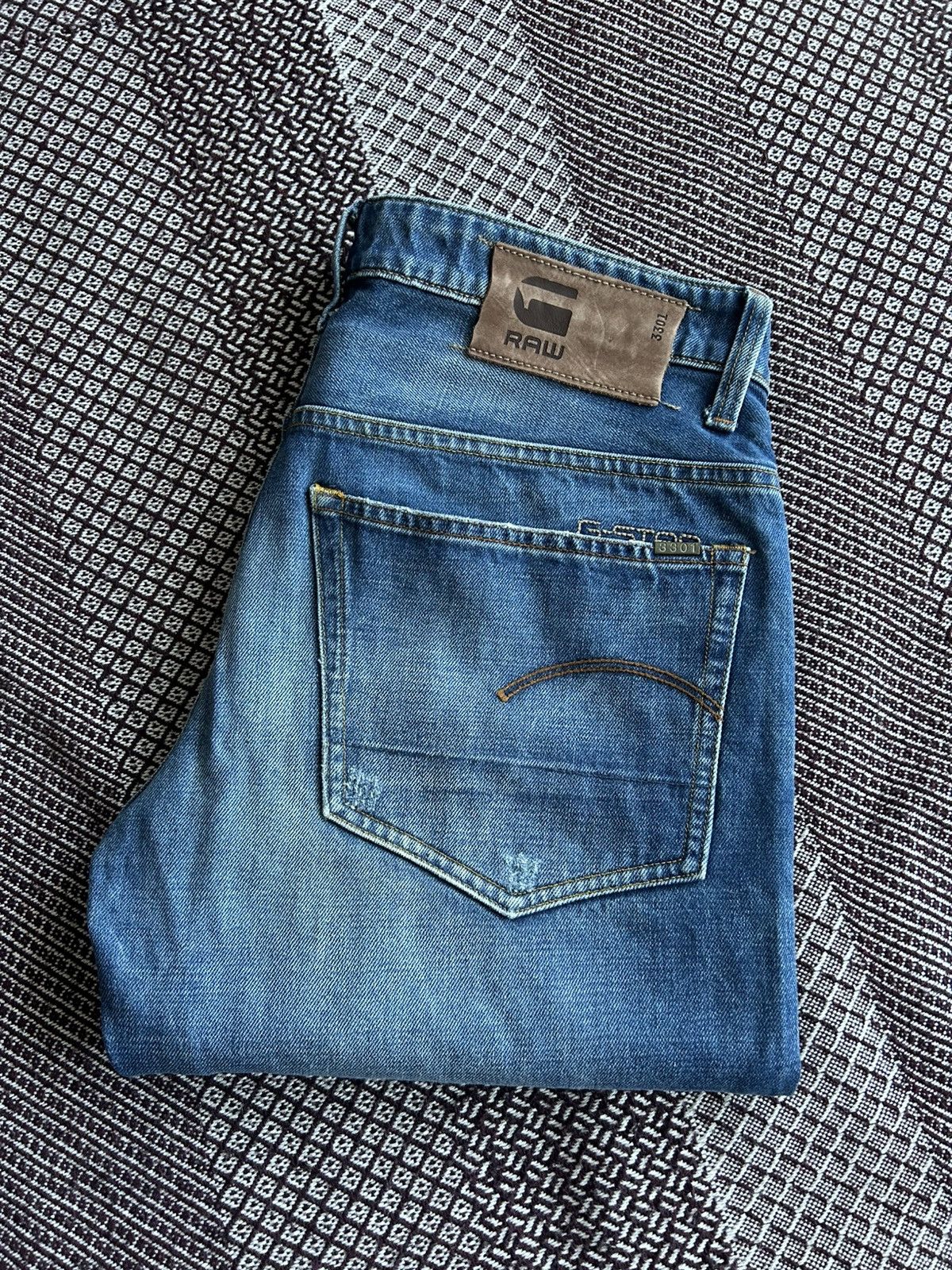 G-Star G-Star Raw 3301 Low Tapered Wash Faded Jeans Men Size 32/34 Size US 32 / EU 48 - 15 Thumbnail