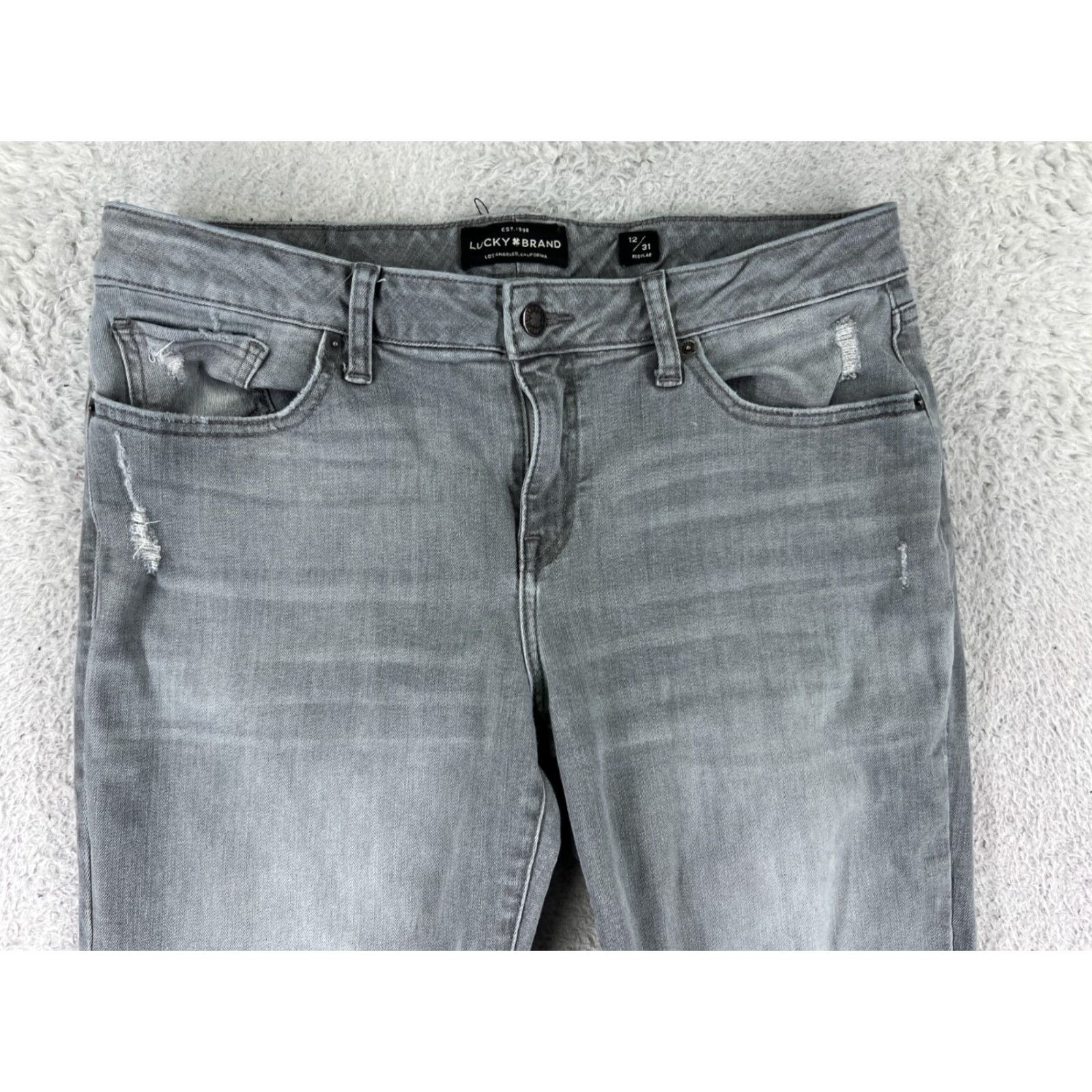 Lucky Brand Lucky Brand Jeans - Womens 12 Gray Denim 5-Pocket Regular Capri Distressed Mid Rise Size 34" / US 12 / IT 48 - 7 Thumbnail