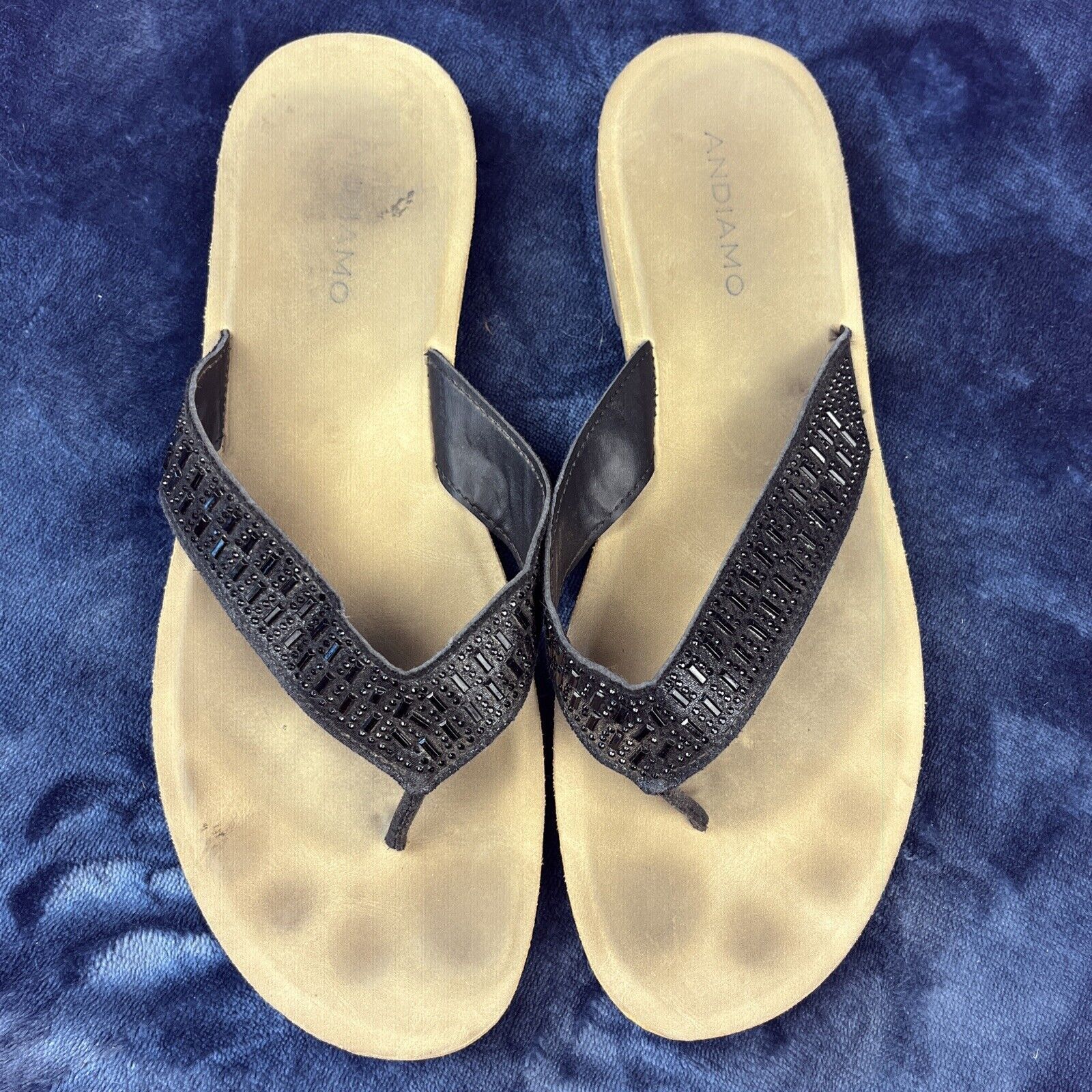 Other Andiamo Amarcellus Black Rhinestones Thong Sandals Womens 11 Size US 11 / IT 41 - 2 Thumbnail