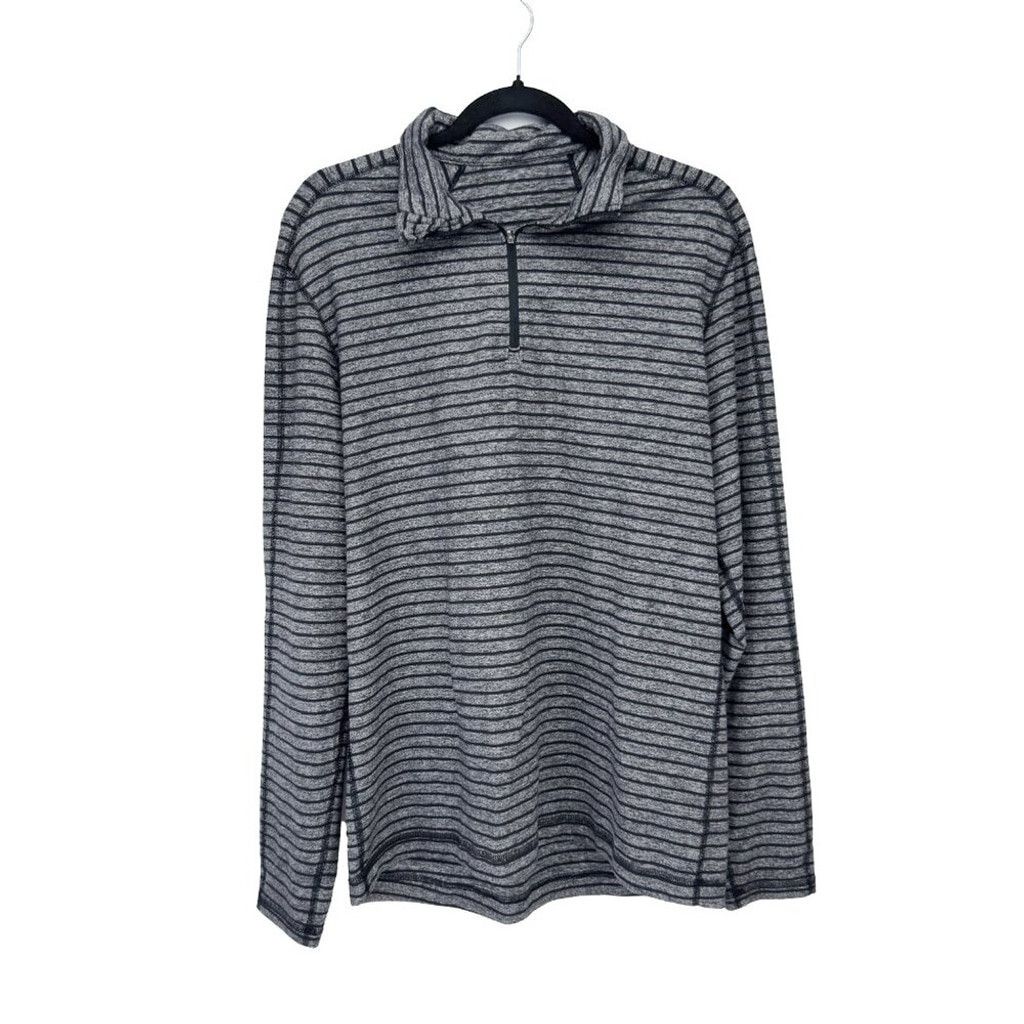 Lululemon Lululemon Surge Warm 1/2 Zip Raven Stripe Black Black 21.5 Size US L / EU 52-54 / 3 - 2 Thumbnail