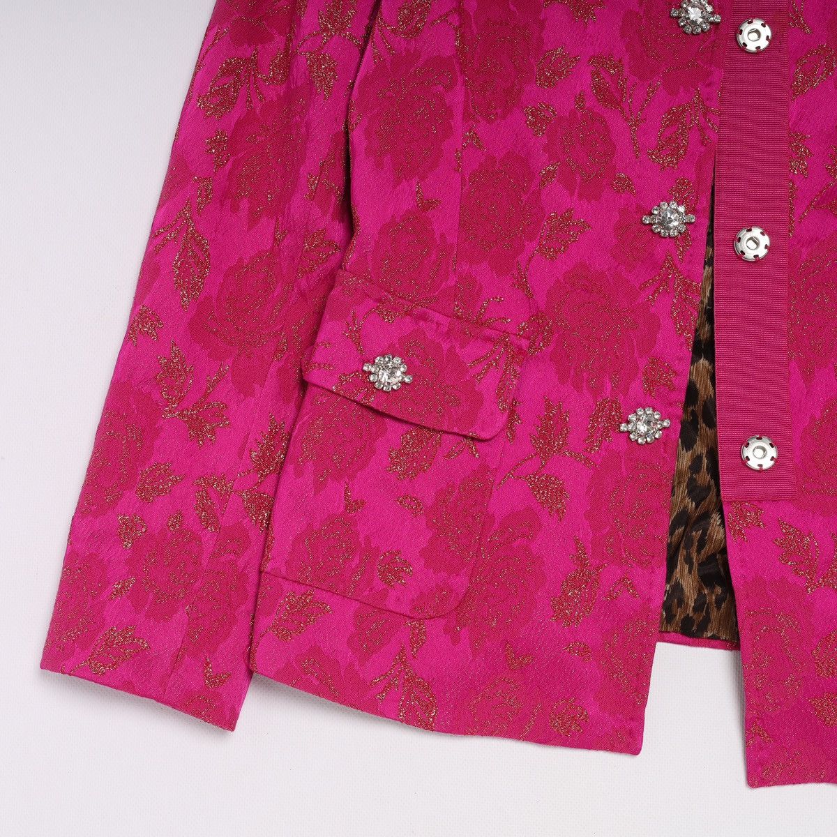 Dolce & Gabbana Dolce Gabbana Tuxedo Jacquard Blazer Silk Pink Jacket Flower Size XS / US 0-2 / IT 36-38 - 4 Thumbnail