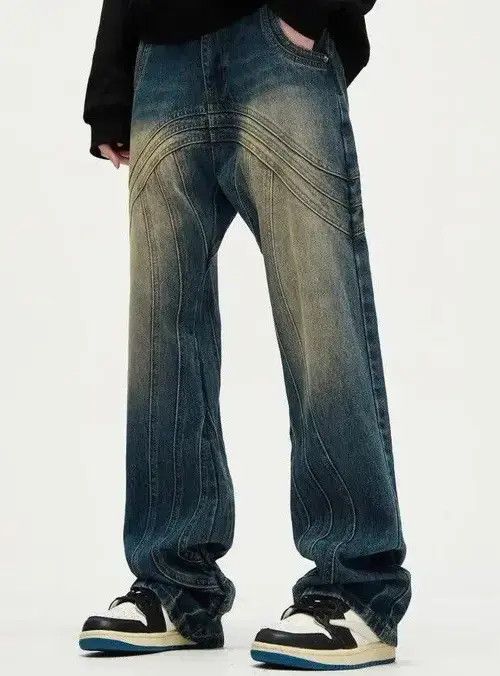 Japanese Brand × Jean Y2K Painted Circle Striped Baggy Jeans Size US 30 / EU 46 - 2 Thumbnail