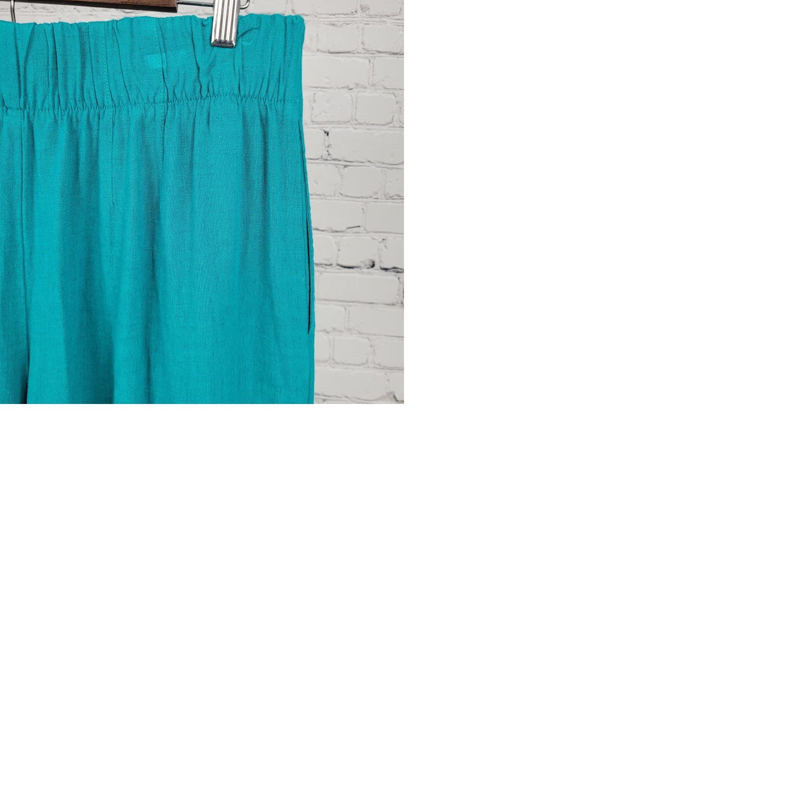 Soft Surroundings Soft Surroundings Blue Linen Blend High Rise Wide Leg Crop Pants Medium (32x21) Size 32" / US 10 / IT 46 - 9 Thumbnail