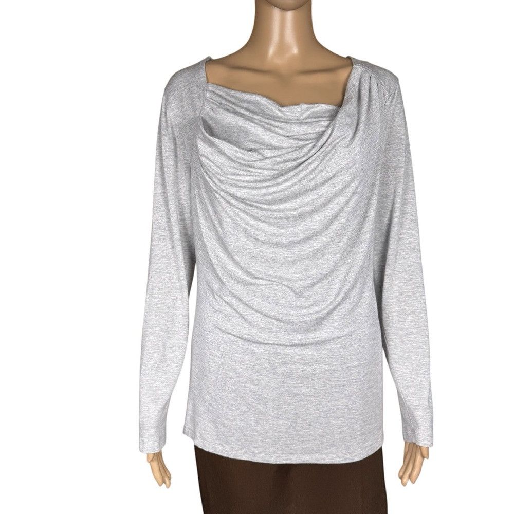 Other Anthropologie Design History Cowl Neck Long Sleeve Light Gr Size L / US 10 / IT 46 - 1 Thumbnail