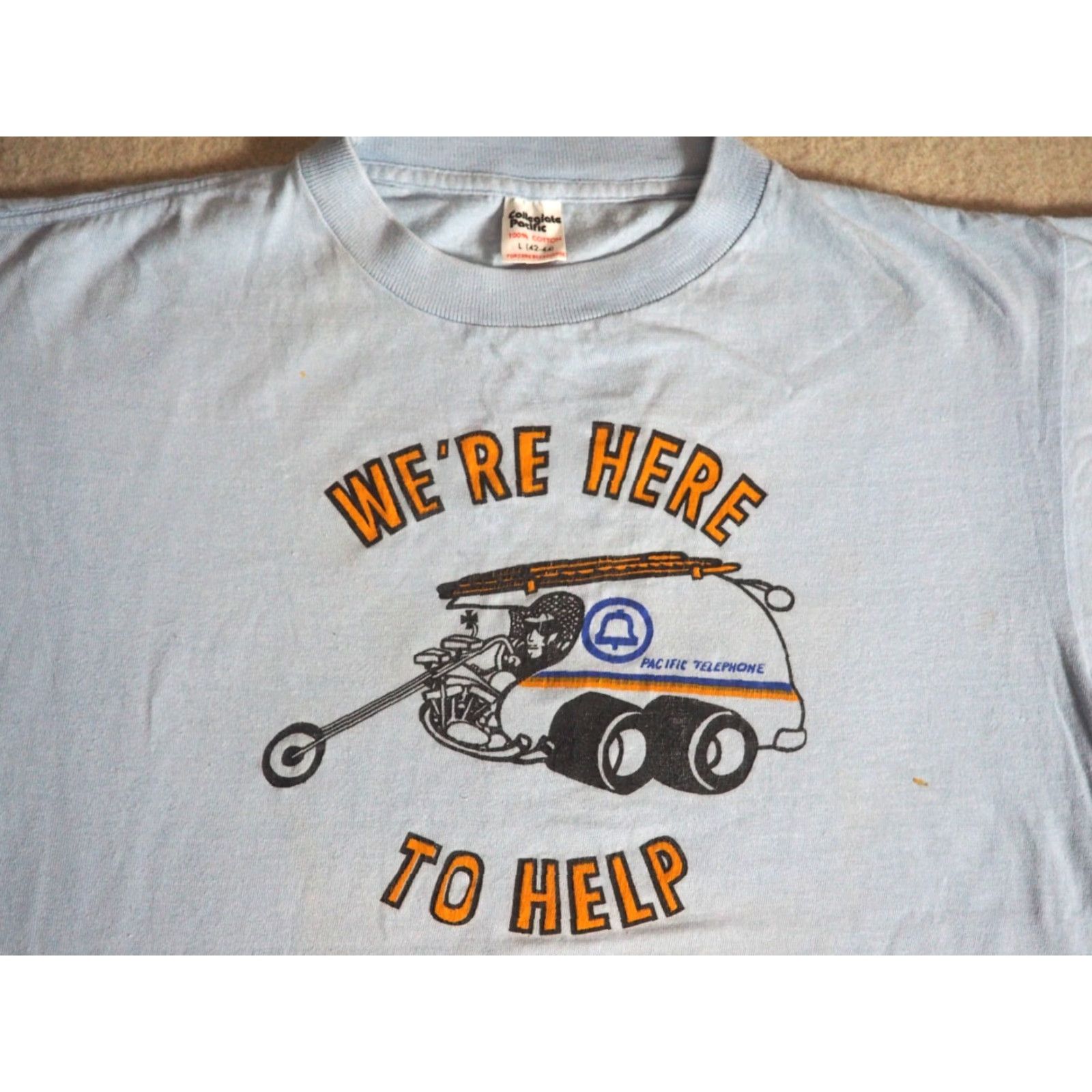 Bell VTG 70s 80s Bell Telephone AT&T Biker Promo Blue Faded USA Tee T-Shirt L Size US L / EU 52-54 / 3 - 2 Thumbnail