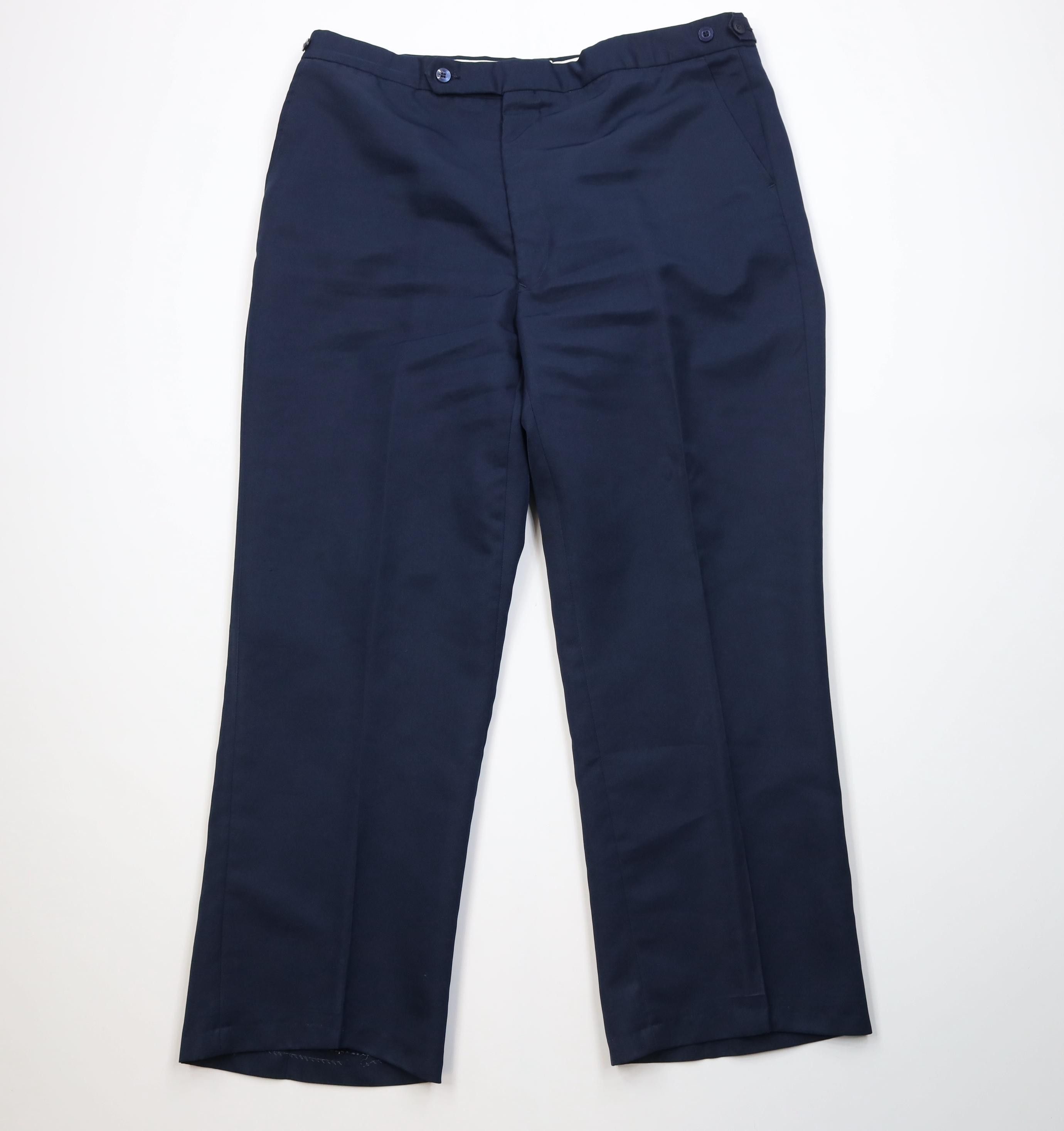 Vintage Vintage 70s Streetwear Knit Wide Leg Chino Pants Blue Size US 38 / EU 54 - 1 Thumbnail