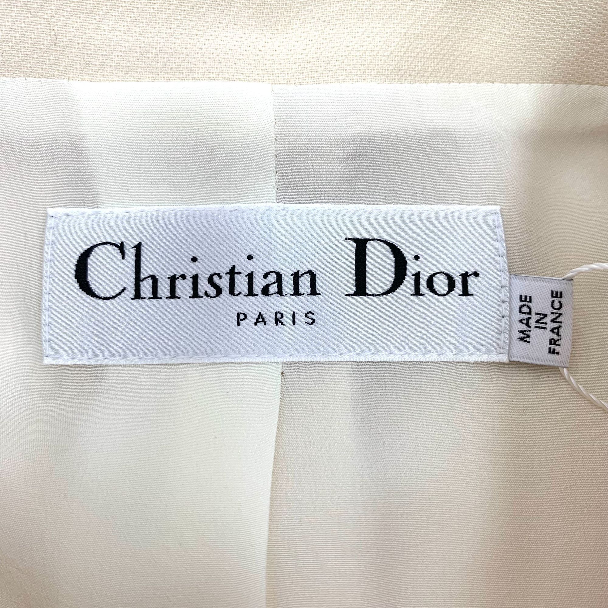 Dior Christian Dior Womens Cream Wool Blend Button Front Jacket W Size XS / US 0-2 / IT 36-38 - 6 Thumbnail