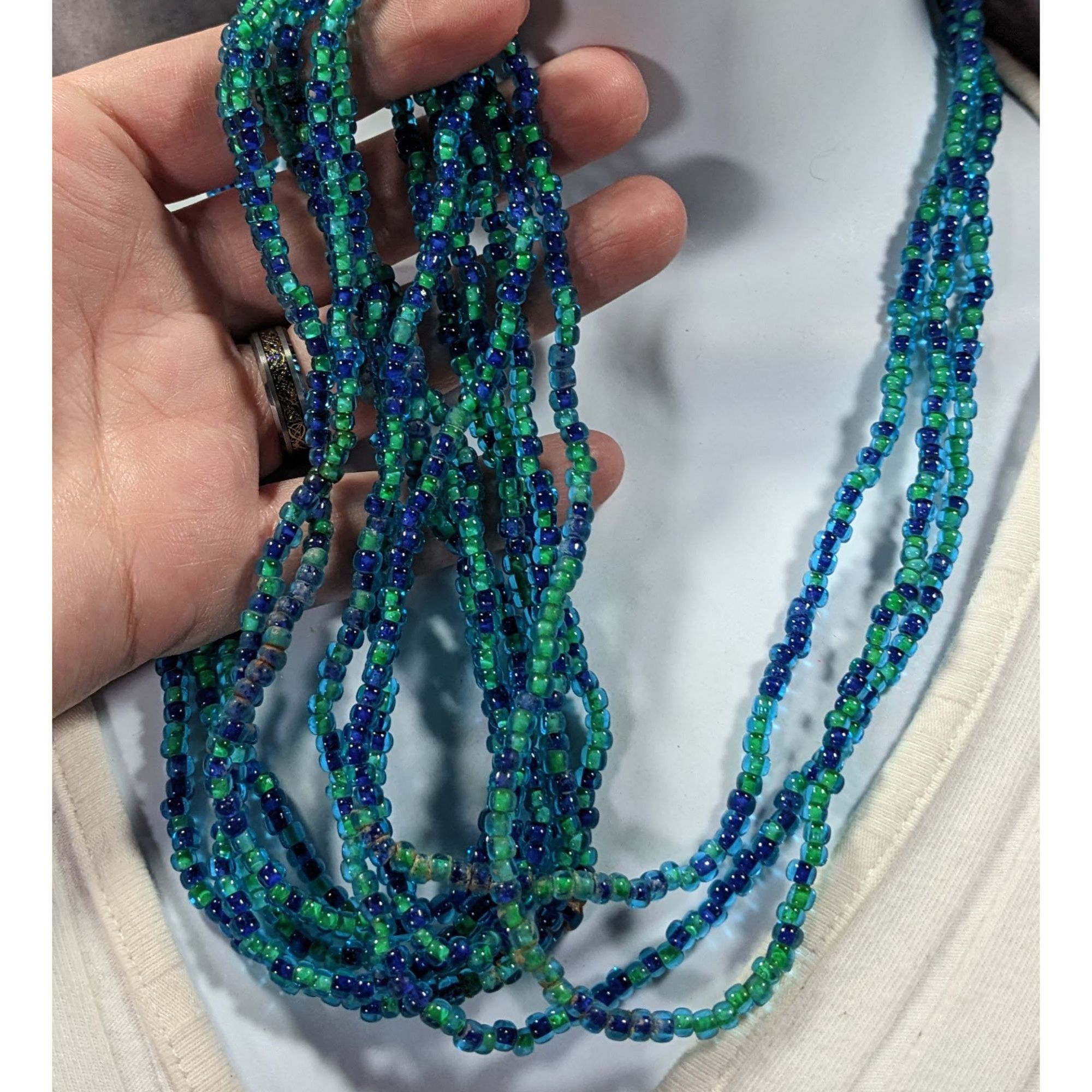 Other Elegant Mermaidcore Blue And Green Glass Multilayer Opera Ne Size ONE SIZE - 4 Thumbnail