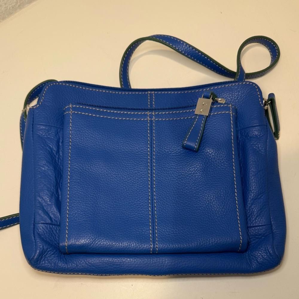 Designer Tignanello FUNCTIONISTA X-Body Leather Crossbody Royal Blue Size ONE SIZE - 3 Thumbnail