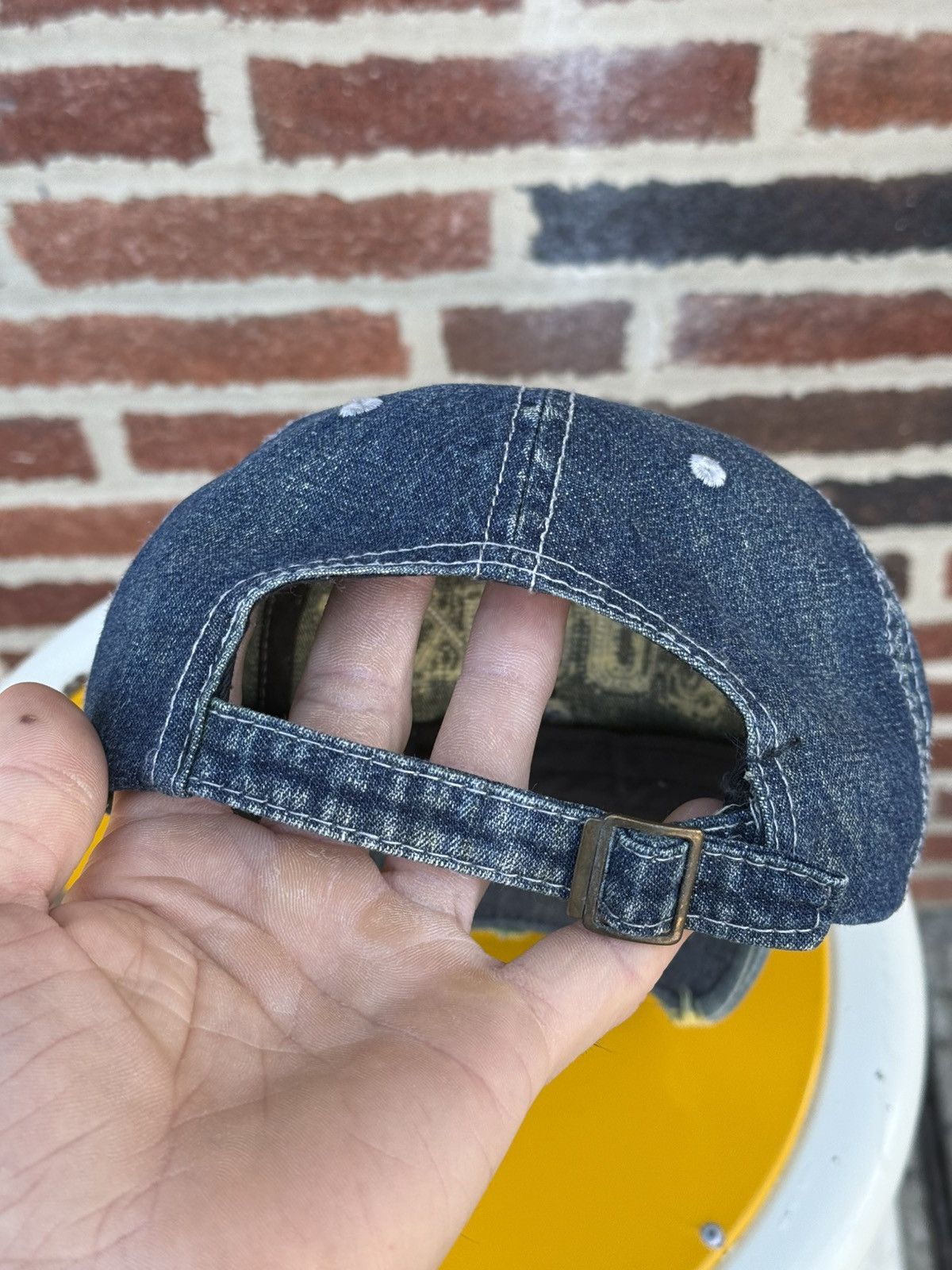 Japanese Brand Vintage 2001 Lucky “Original Vintage” Denim Cap Size ONE SIZE - 11 Thumbnail