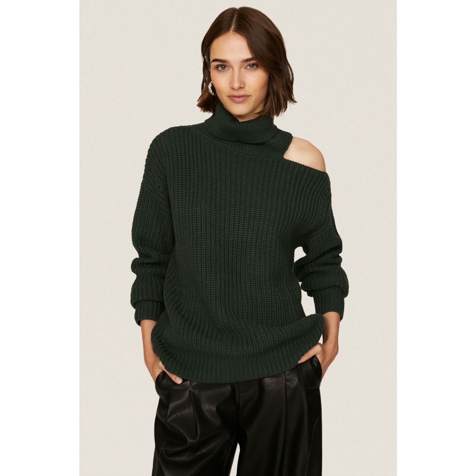 Other RTR Peter Som Sz L Green Cold Shoulder Pullover Sweater Size L / US 10 / IT 46 - 1 Thumbnail