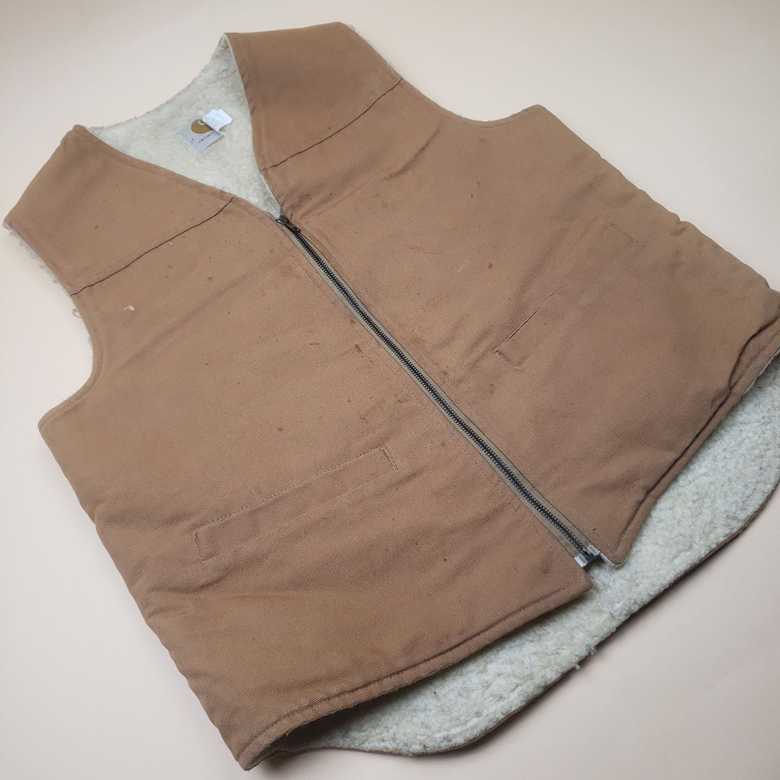Carhartt Vintage 90s Carhartt Vest Fur Sherpa Distressed XL USA LT Size US L / EU 52-54 / 3 - 3 Thumbnail