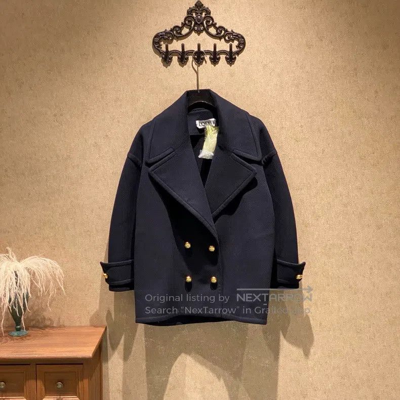 Loewe Loewe Midnight Blue Gold Button Double-breasted Wool Coat Size XS / US 0-2 / IT 36-38 - 1 Thumbnail