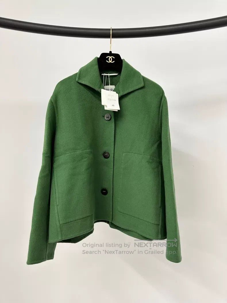 Hermes Hermes Green Short Cashmere Coat Size XXS / US 00 / IT 34 - 1 Thumbnail