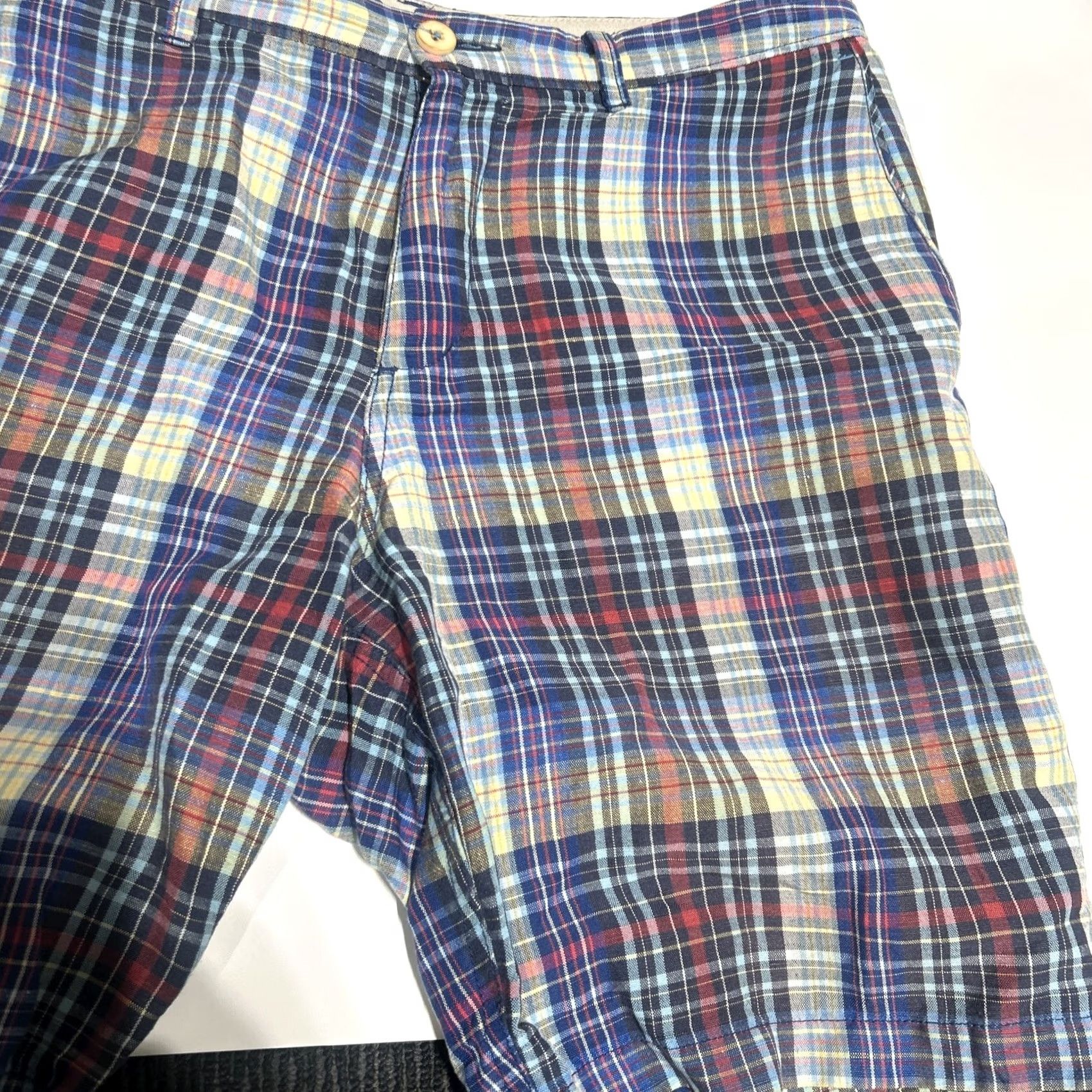 Tommy Bahama Tommy Bahama Casual Shorts Men 35 Linen Blend Plaid Multi-Color Colorful Casual Shorts Mens Size US 35 - 3 Thumbnail